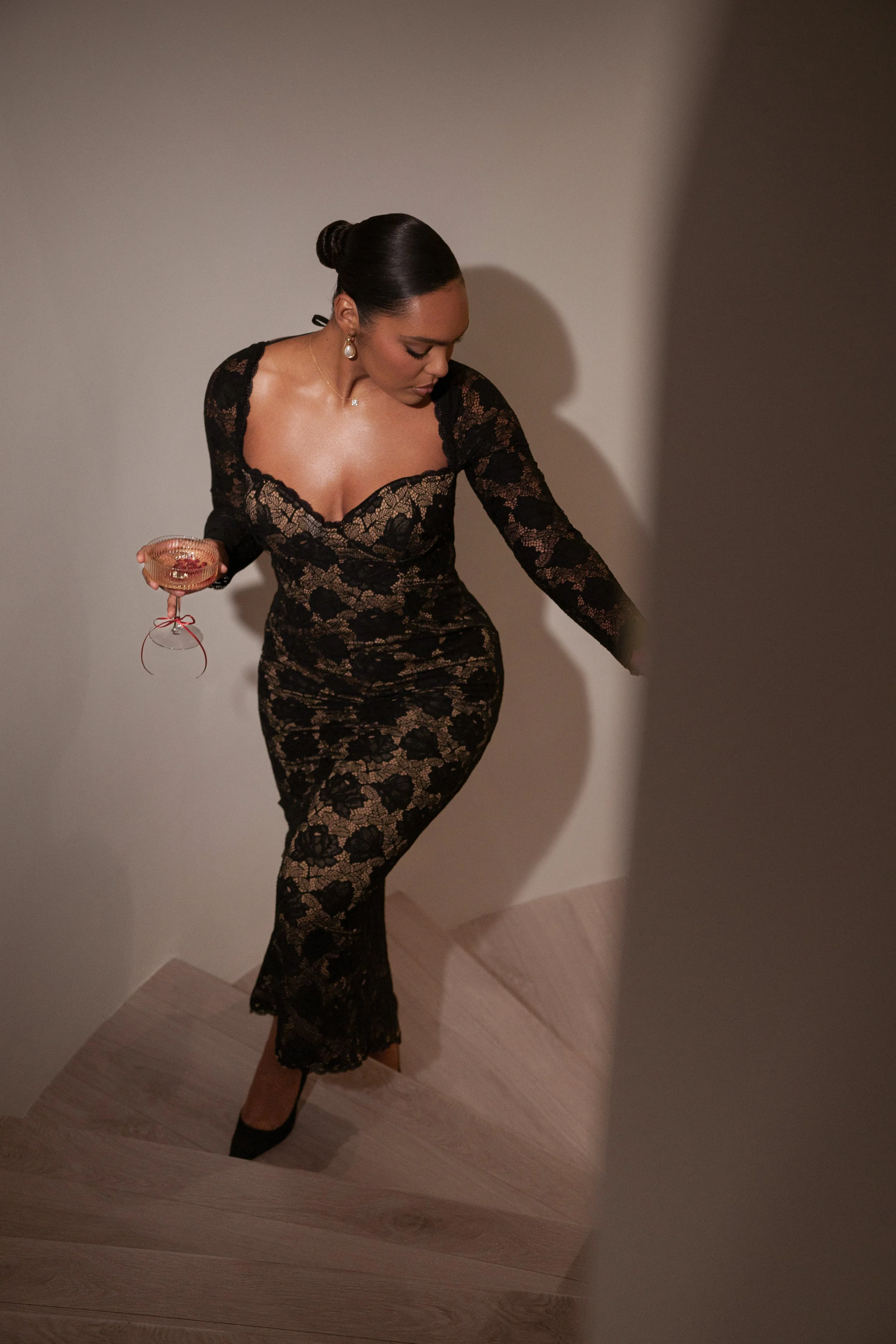 Black Lace Sweetheart Maxi Dress sold by JLUXLABEL product image thumbnail 2