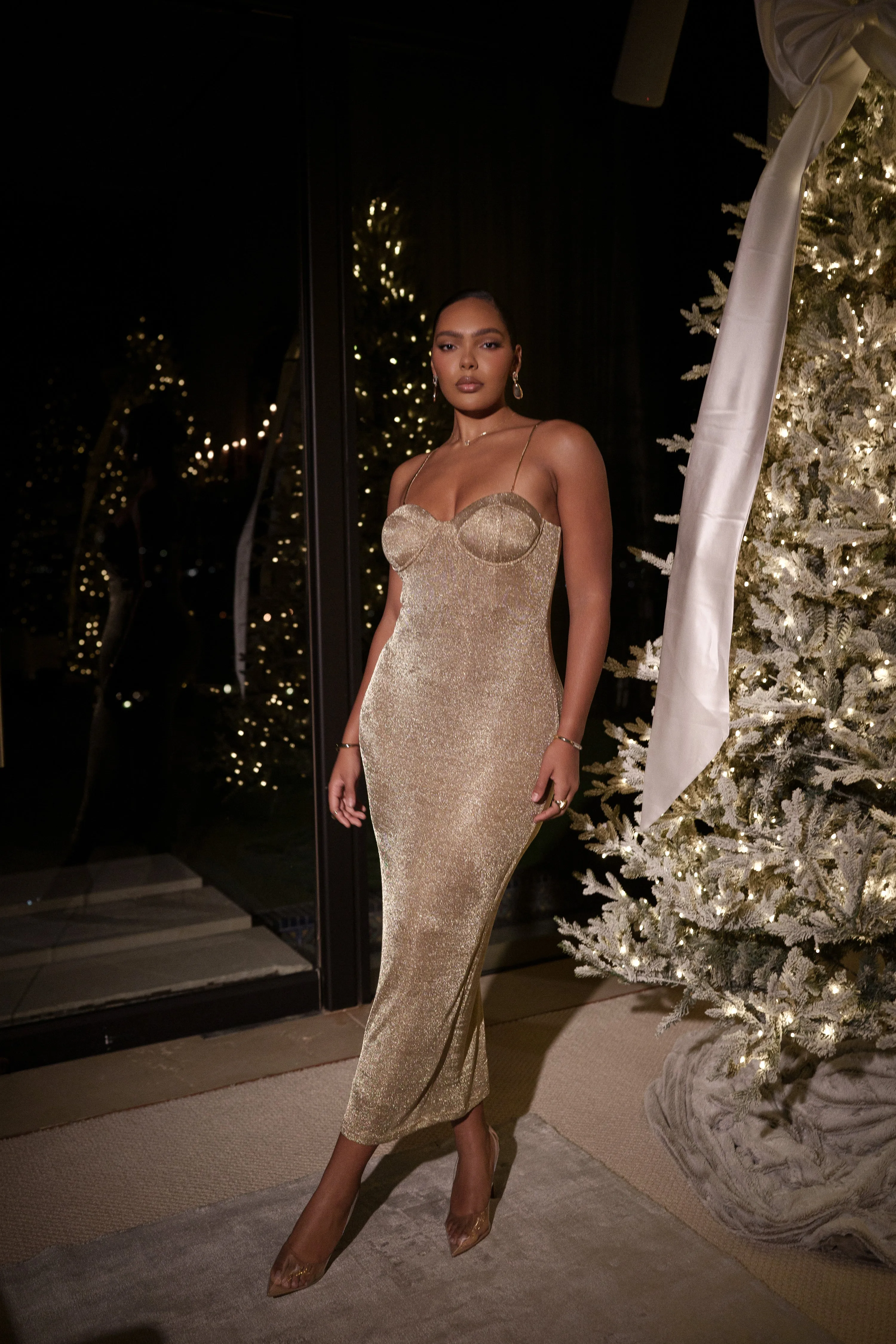 Gold Twilight Elegance Maxi Dress sold by JLUXLABEL product image thumbnail 5