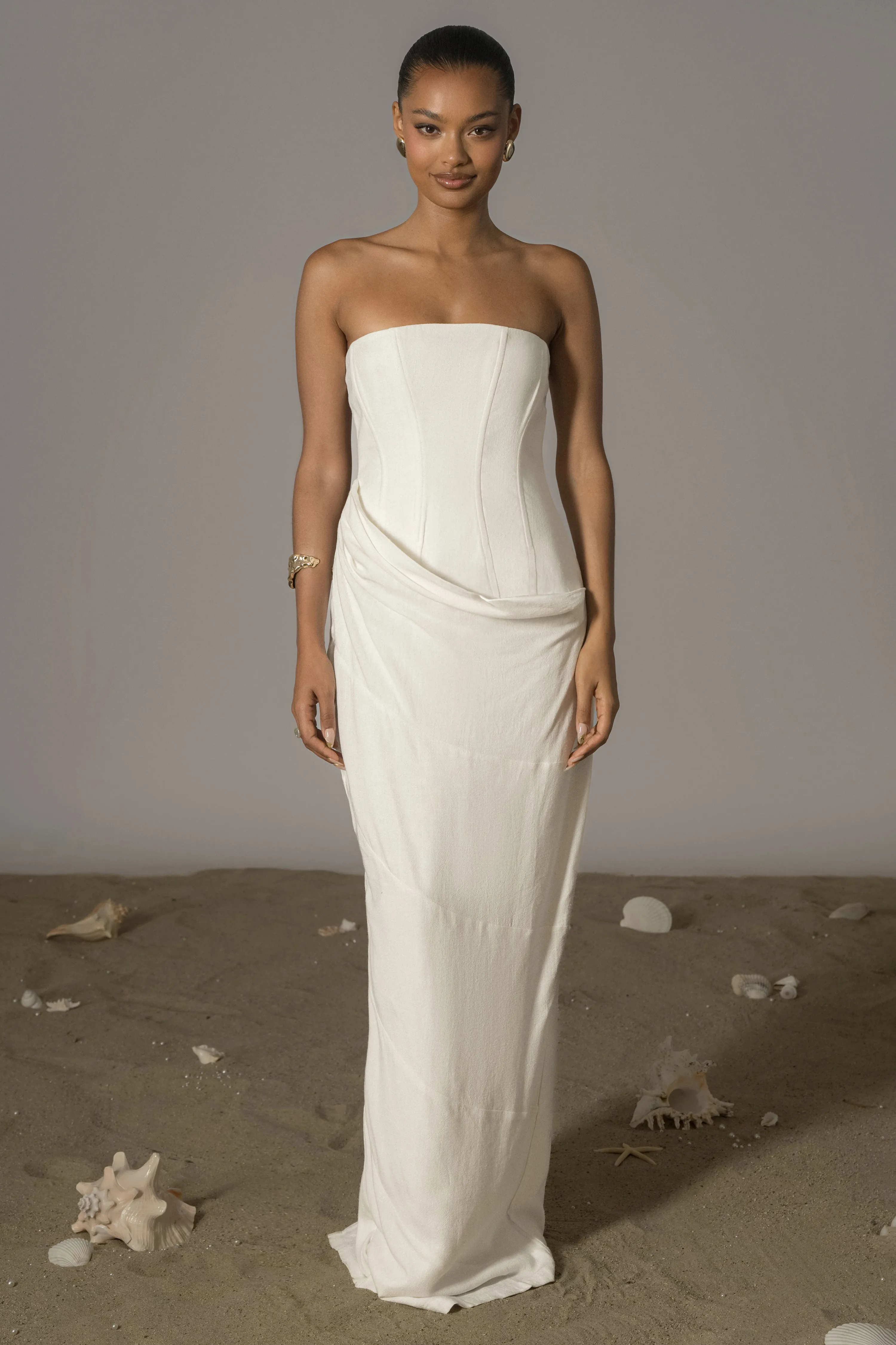 Ivory Journey Linen Maxi Dress sold by JLUXLABEL product image thumbnail 2