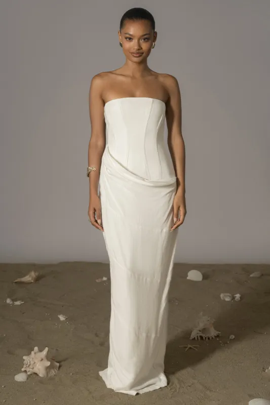 Ivory Journey Linen Maxi Dress sold by JLUXLABEL