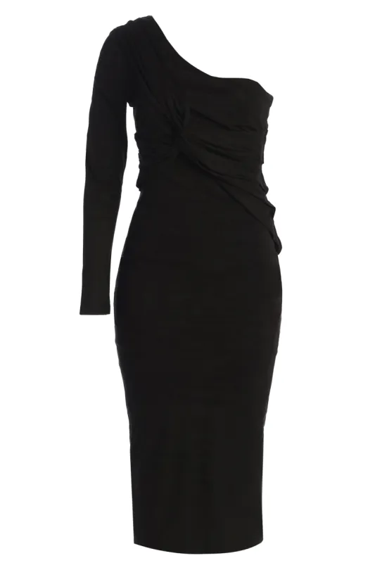 Black Dayanna Suede Midi Dress sold by JLUXLABEL