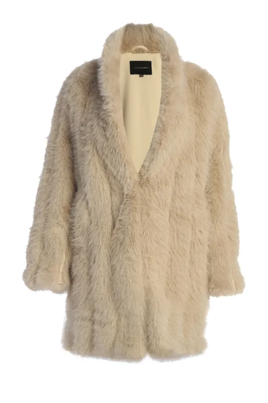 Beige Cropped Manhattan Faux Fur Coat sold by JLUXLABEL