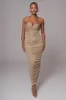 Gold Ruched Metallic Maxi Dress sold by JLUXLABEL