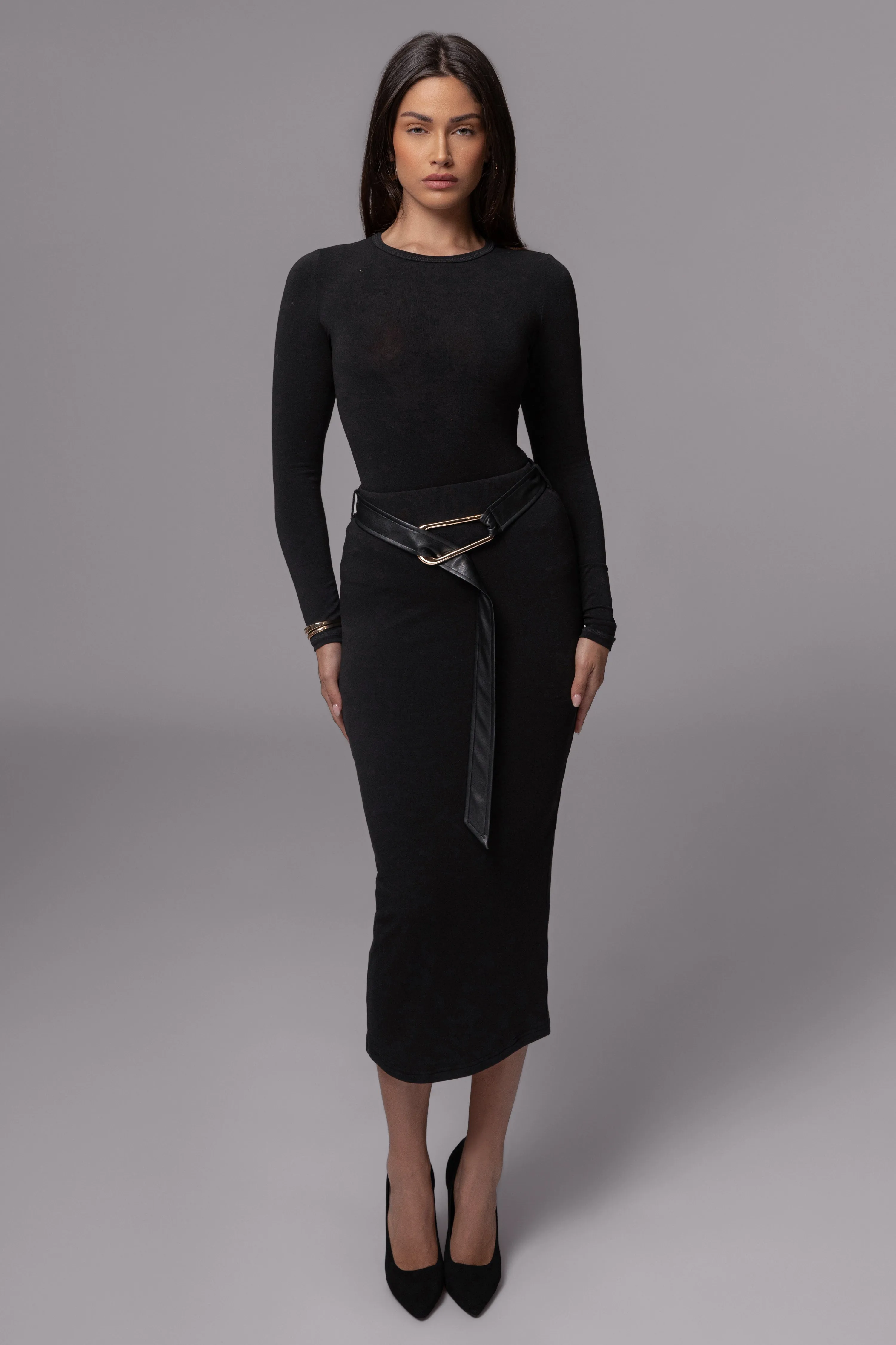 Black Belted Hourglass Skirt sold by JLUXLABEL