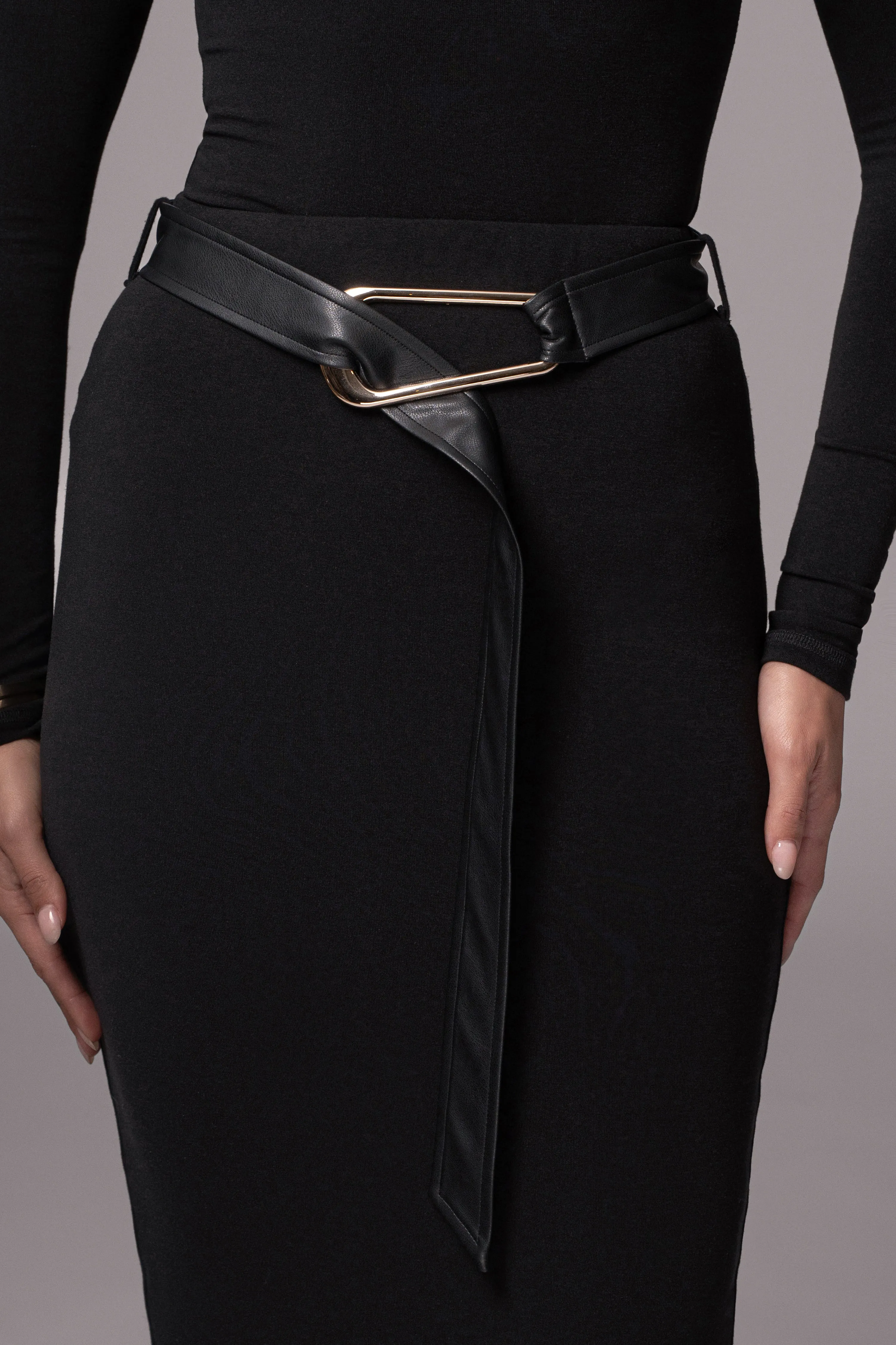 Black Belted Hourglass Skirt sold by JLUXLABEL product image thumbnail 4