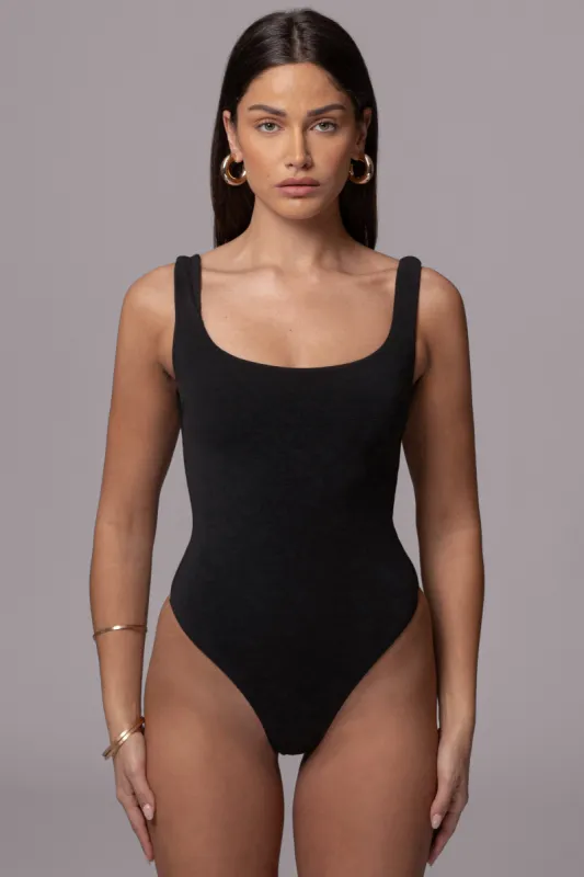 Black Feel Good Tank Bodysuit sold by JLUXLABEL