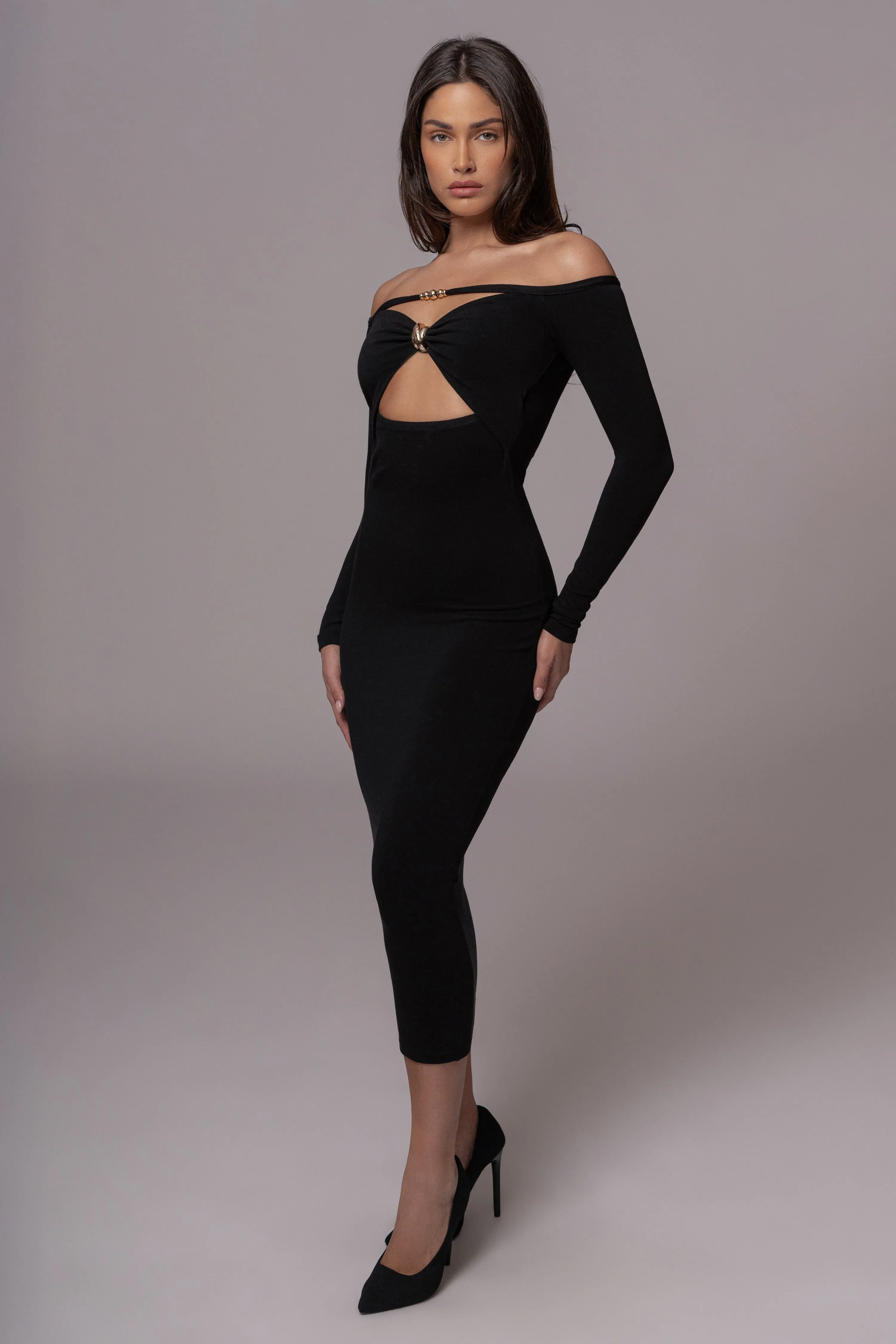 Black Off Shoulder Cutout Dress sold by JLUXLABEL product image thumbnail 4