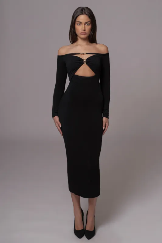 Black Off Shoulder Cutout Dress sold by JLUXLABEL