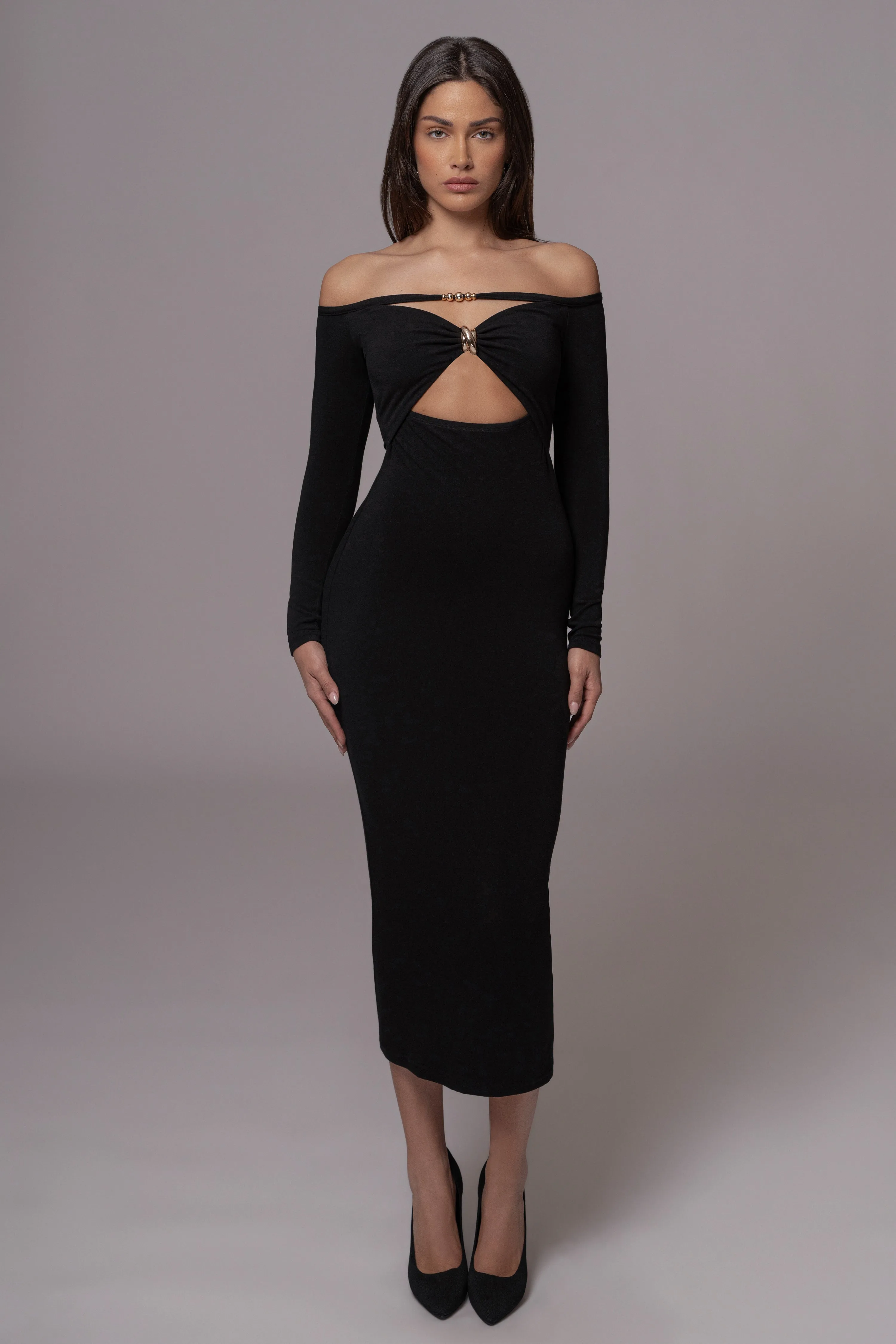 Black Off Shoulder Cutout Dress sold by JLUXLABEL