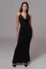 Black Aurora Draped Maxi Dress sold by JLUXLABEL