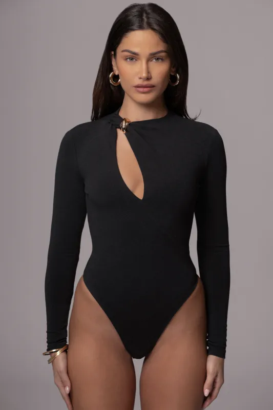 Black Maddison Cutout Bodysuit made by JLUXLABEL