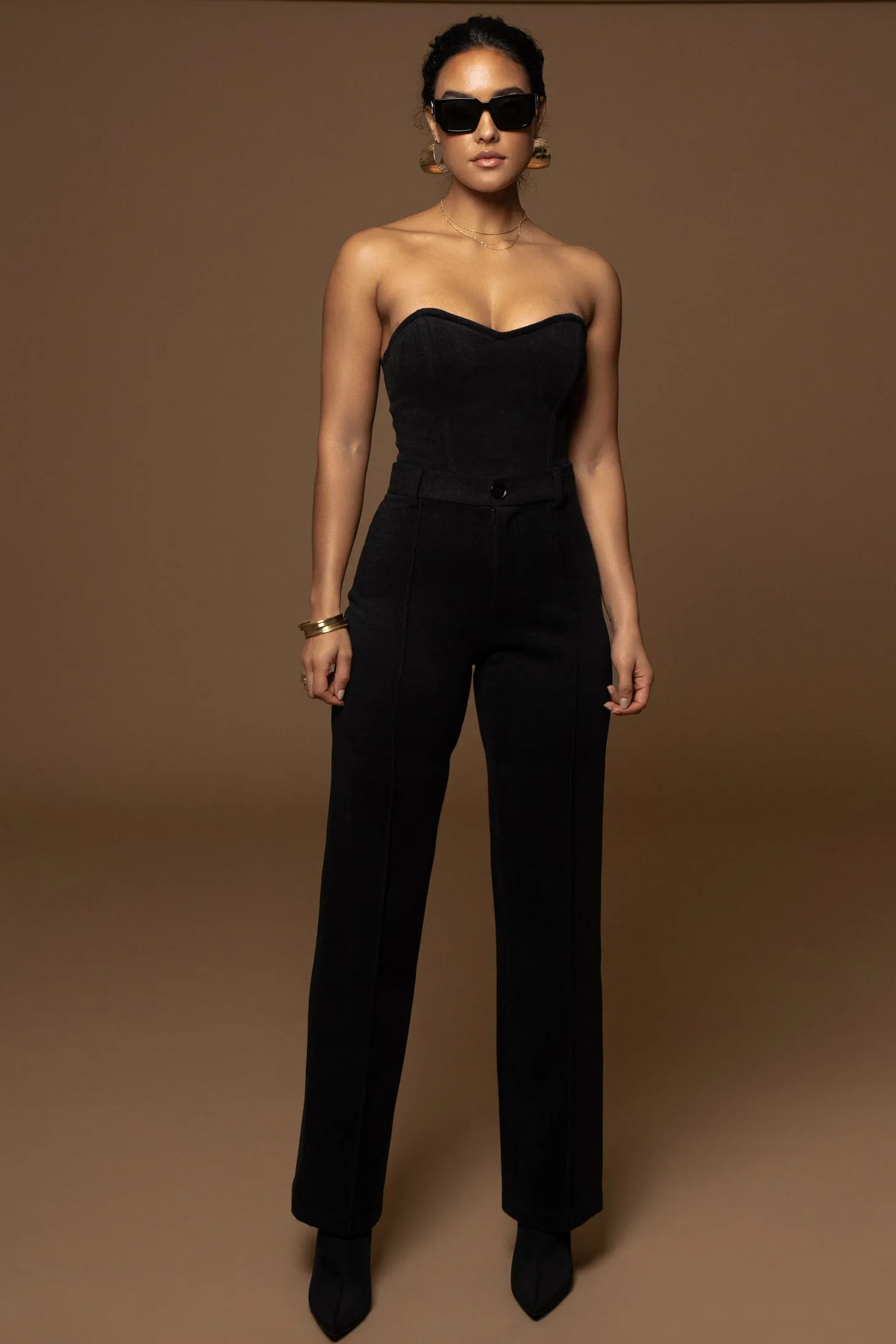 Black STAY SHARP TROUSER sold by JLUXLABEL
