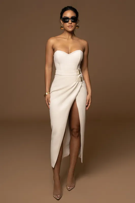 Ivory GISELE SLIT SKIRT sold by JLUXLABEL