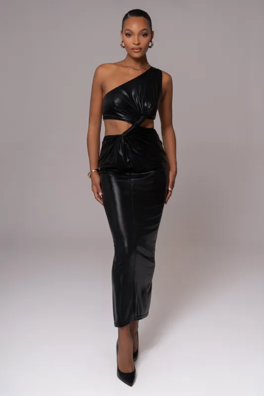 Black Joce One Shoulder Maxi Dress sold by JLUXLABEL