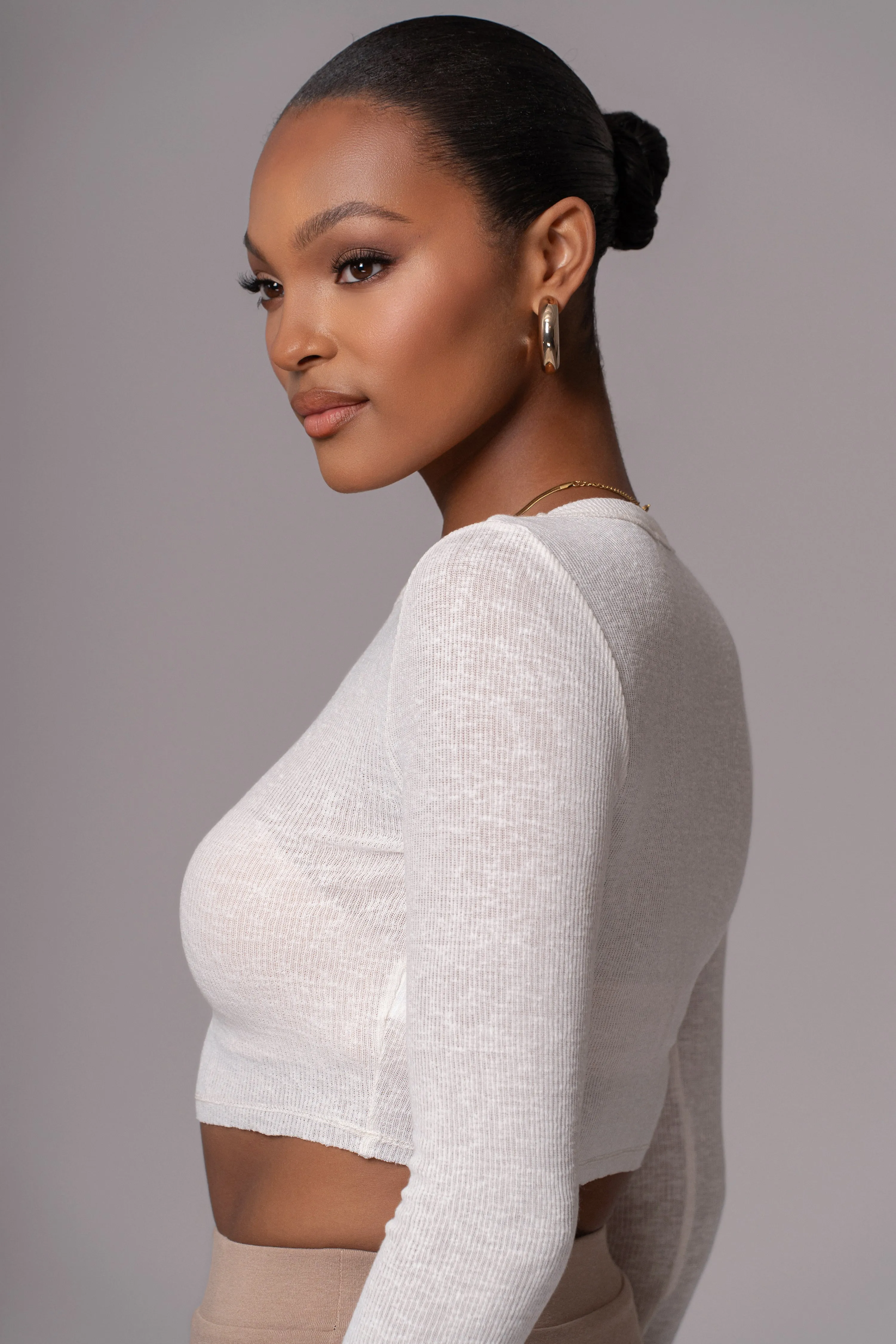 Ivory Just Enough Ribbed Crop Top sold by JLUXLABEL product image thumbnail 3