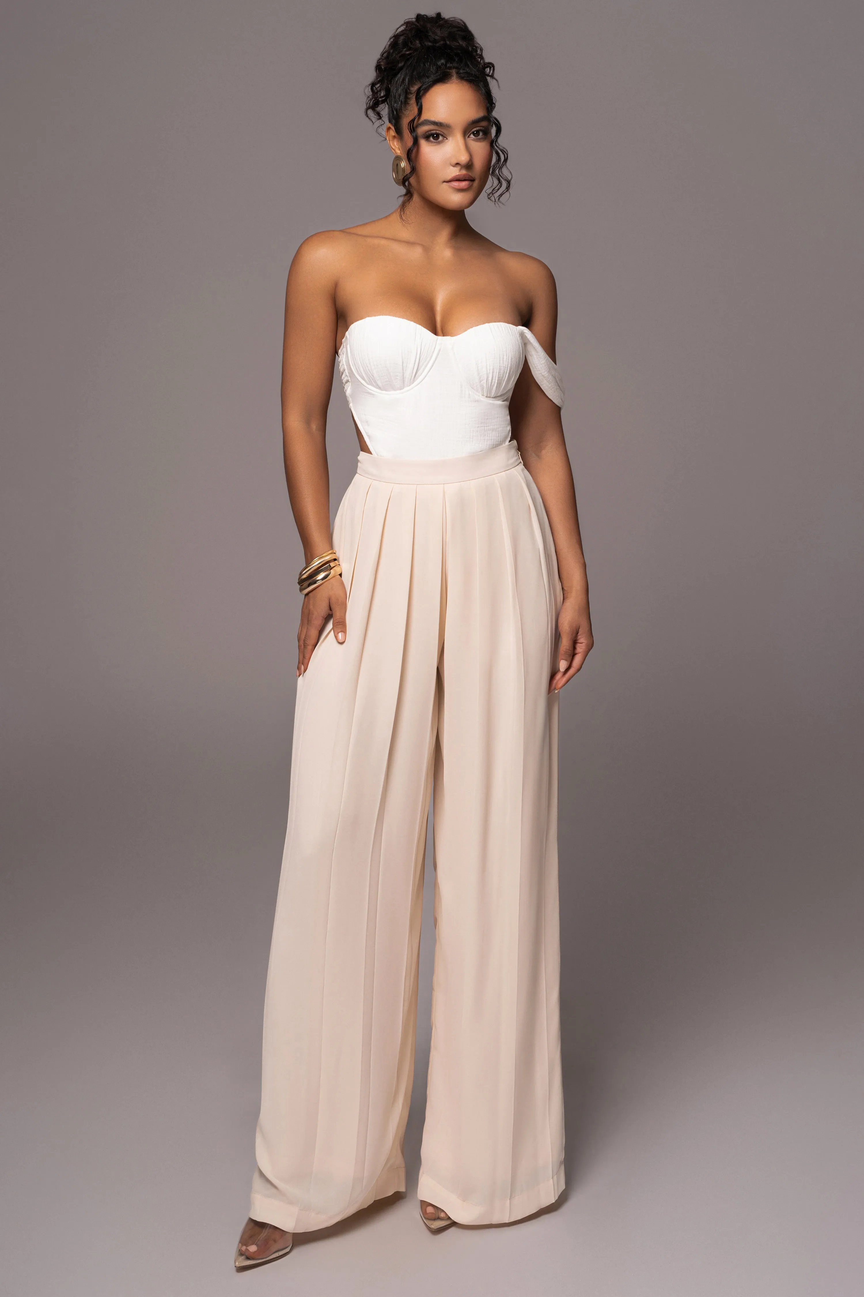 Ivory Josette Wide-Leg Pleated Pants sold by JLUXLABEL product image thumbnail 5