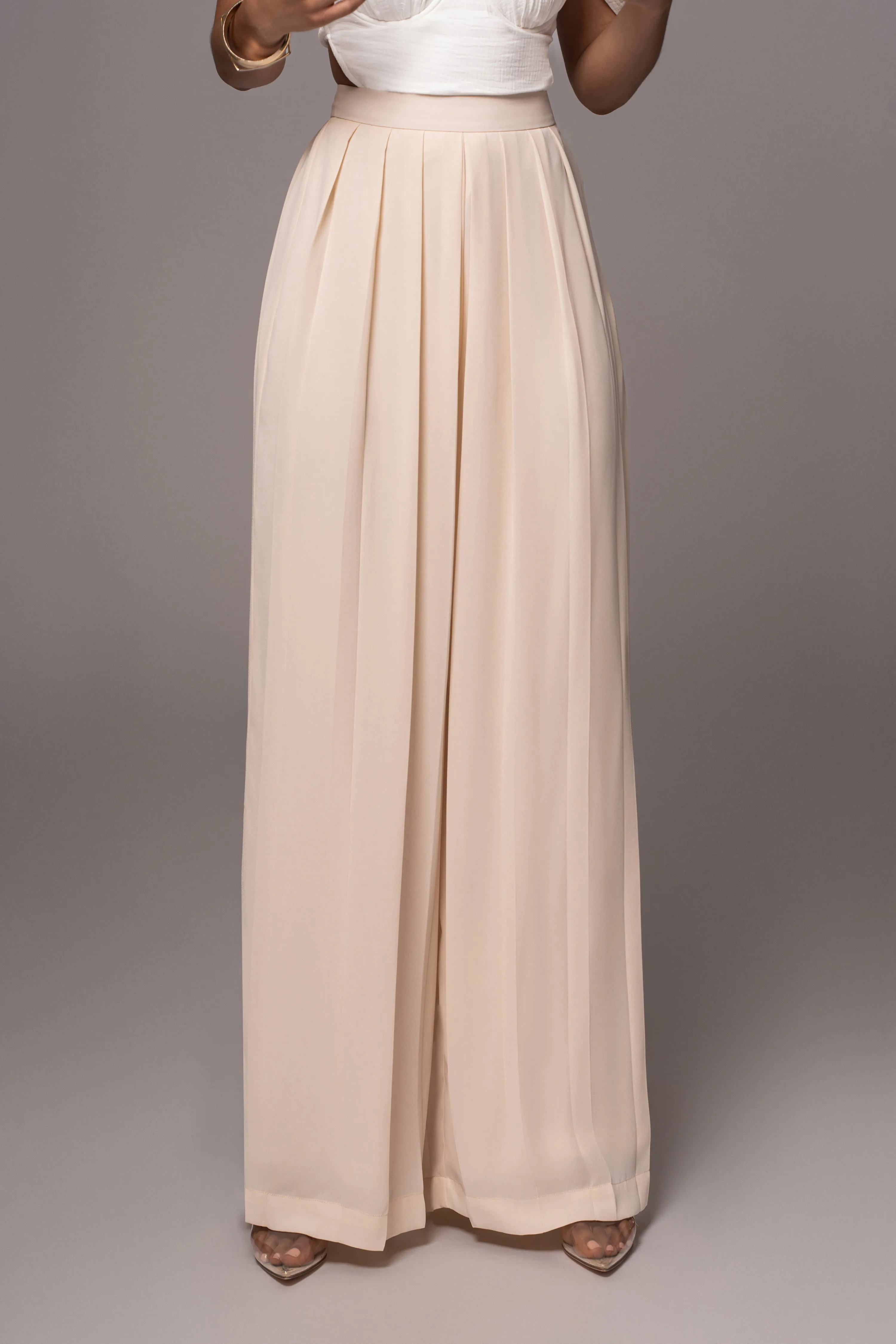 Ivory Josette Wide-Leg Pleated Pants sold by JLUXLABEL product image thumbnail 4