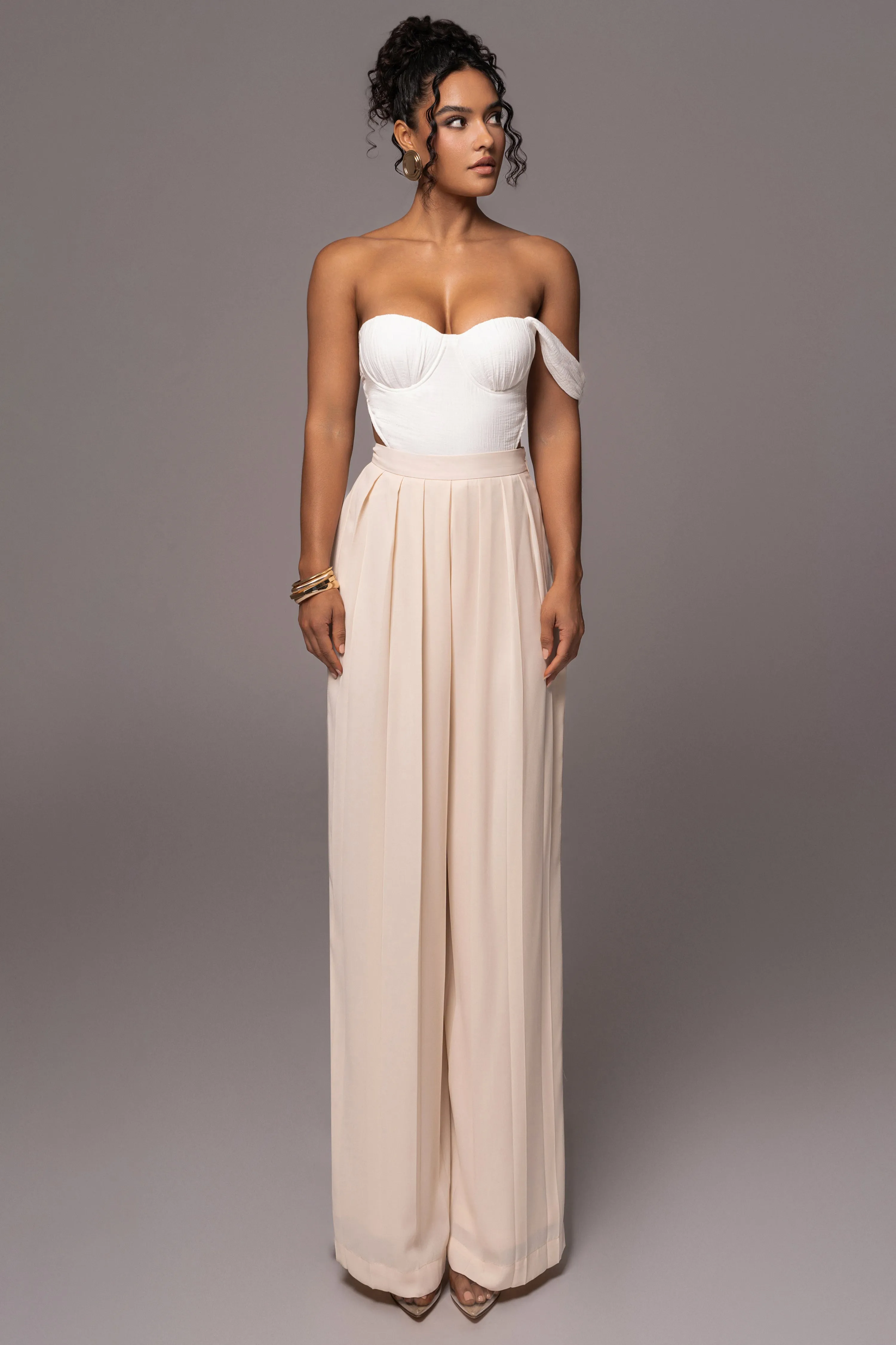Ivory Josette Wide-Leg Pleated Pants sold by JLUXLABEL product image thumbnail 3