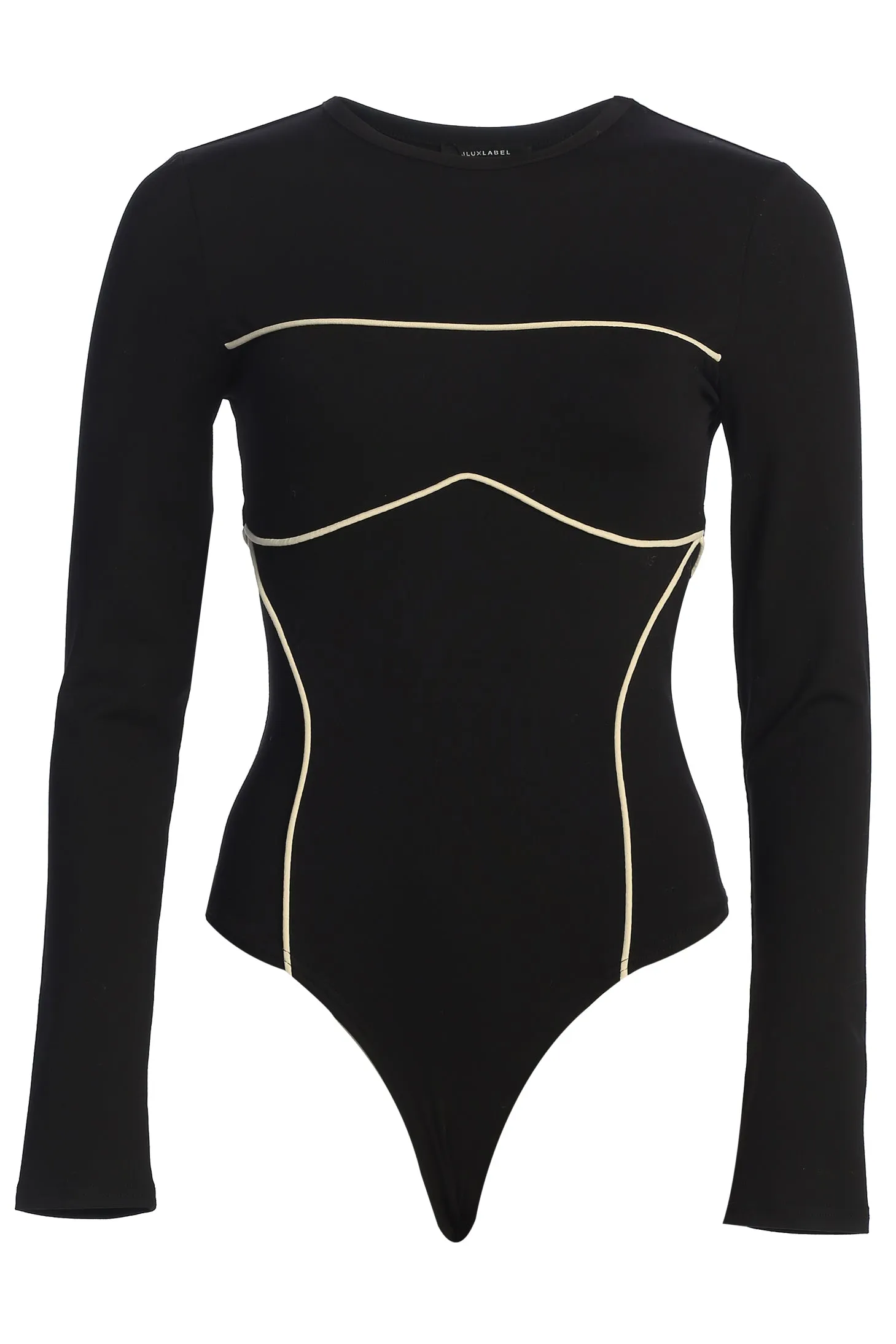 Black/Cream Pilar Piped Bodysuit sold by JLUXLABEL product image thumbnail 2