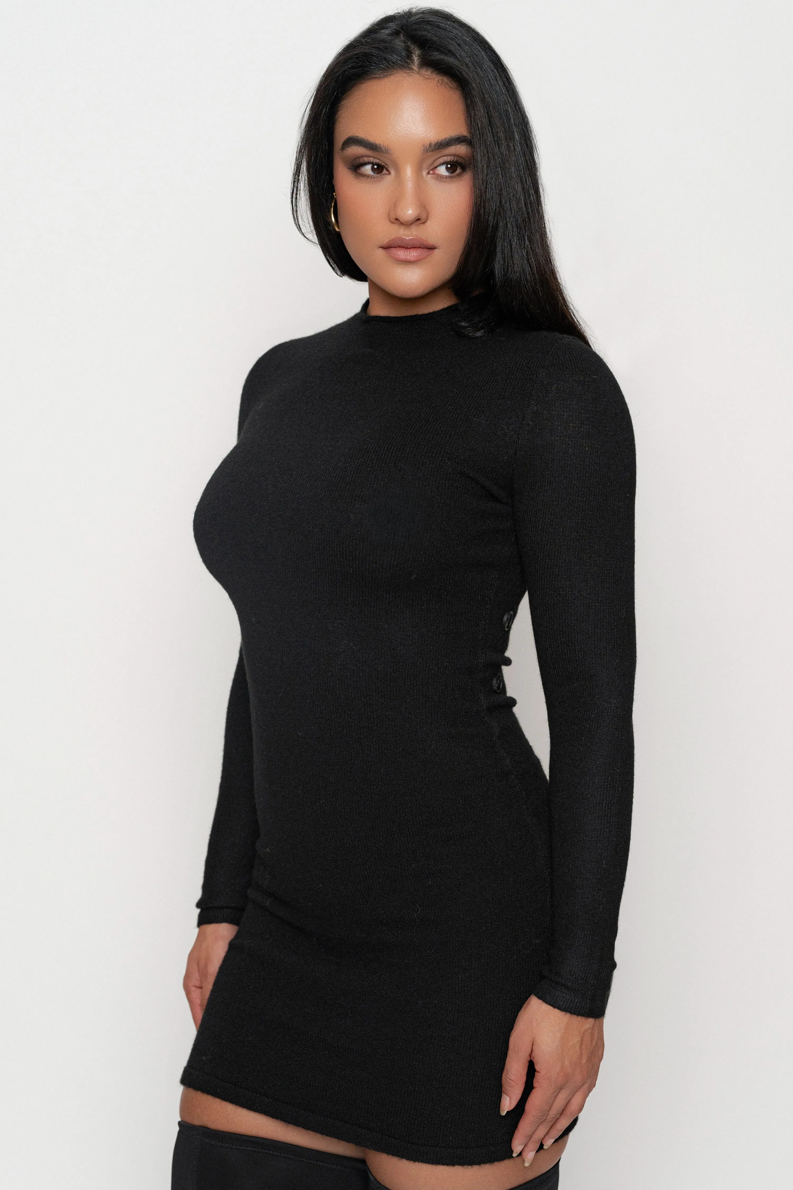 Black Scarf Draped Mini Dress sold by JLUXLABEL product image thumbnail 4