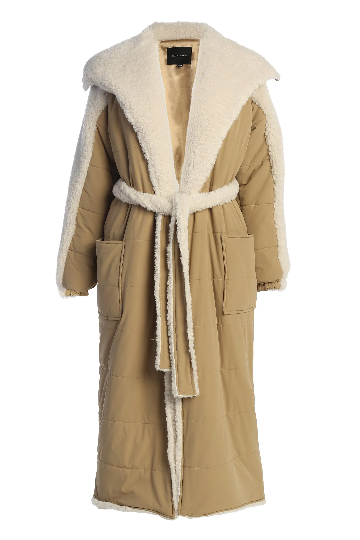 Beige/Ivory Contrast Sherpa Coat sold by JLUXLABEL product image thumbnail 2