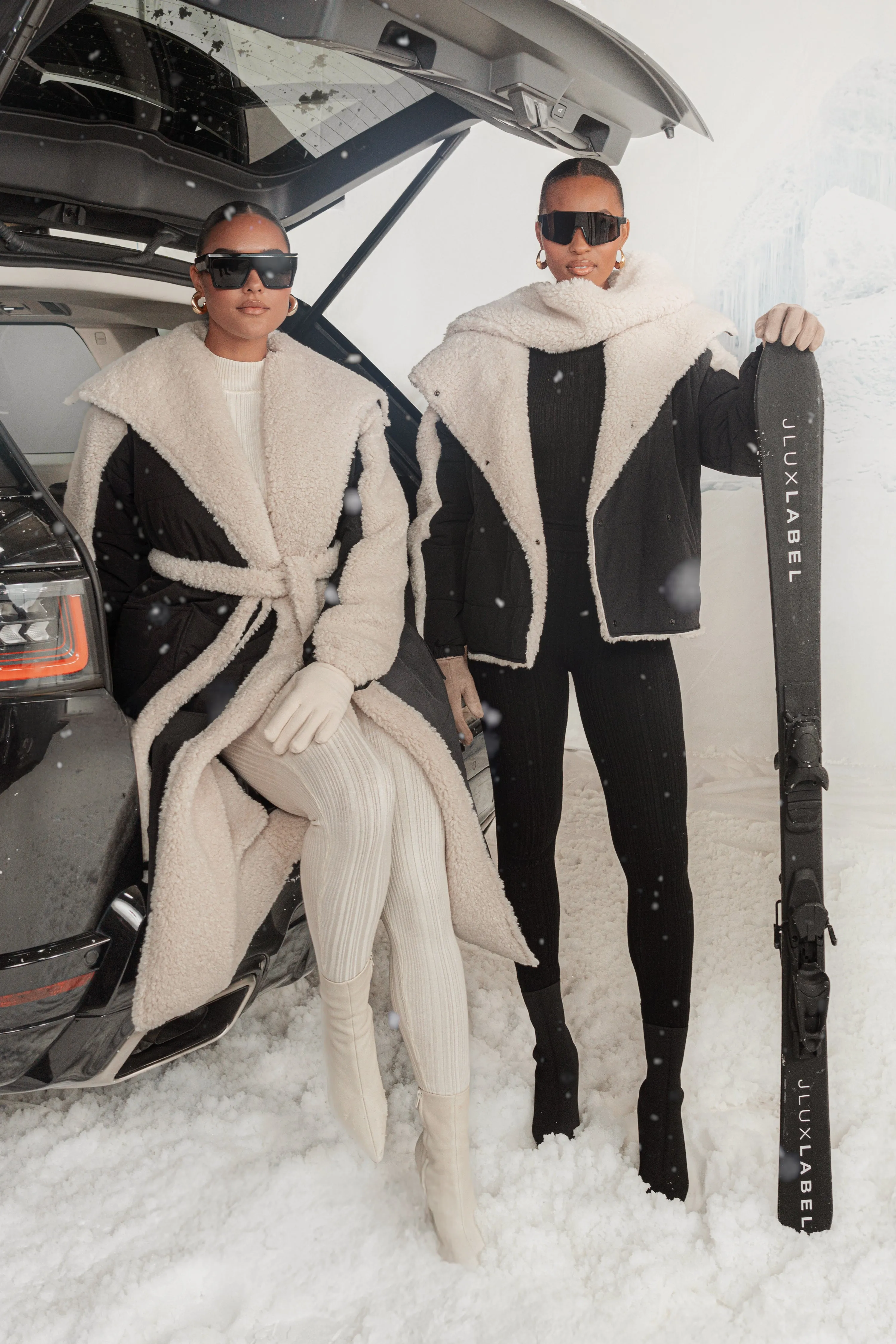 Black/Ivory Contrast Sherpa Jacket sold by JLUXLABEL product image thumbnail 2