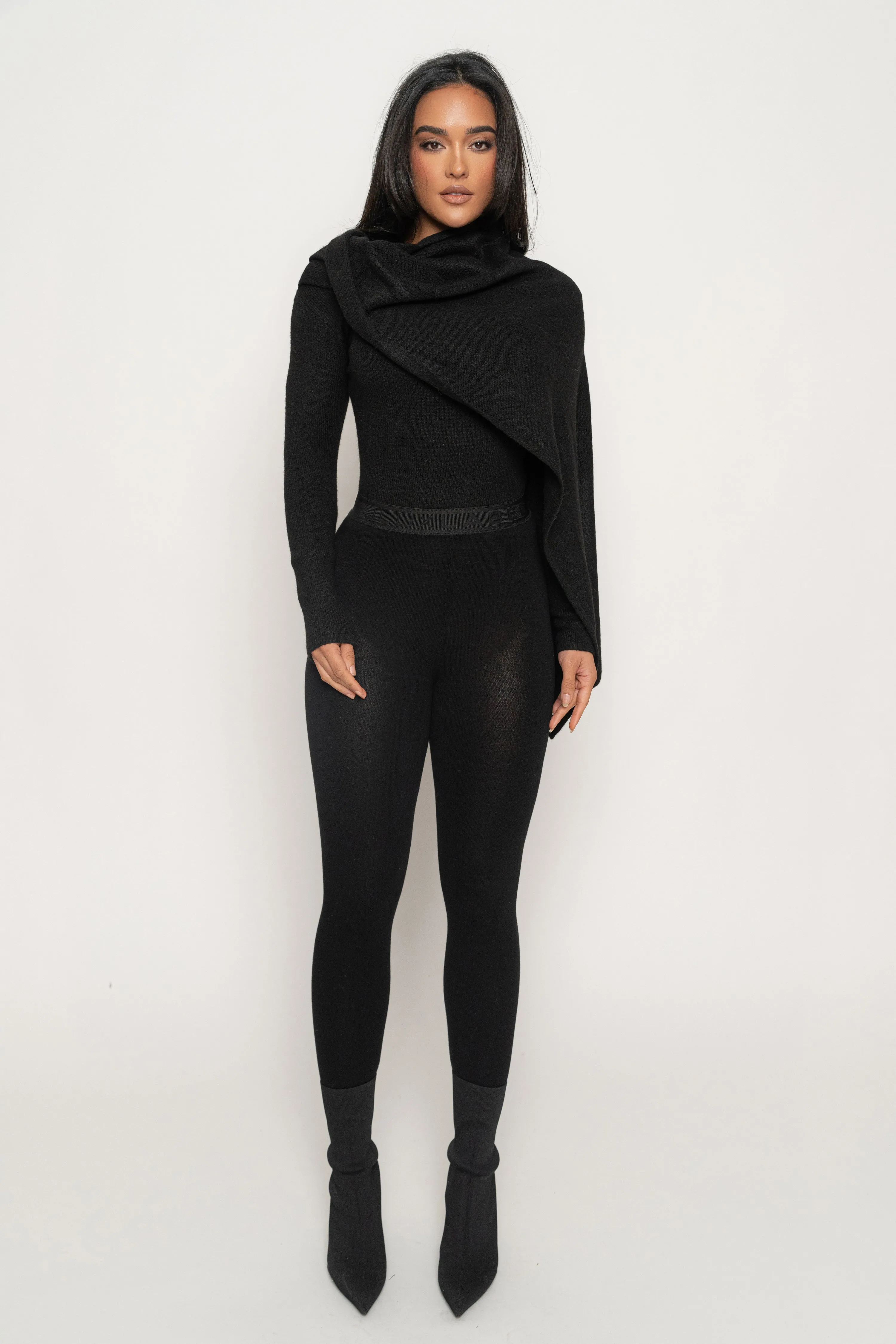 Black Ribbed Scarf Top sold by JLUXLABEL product image thumbnail 3