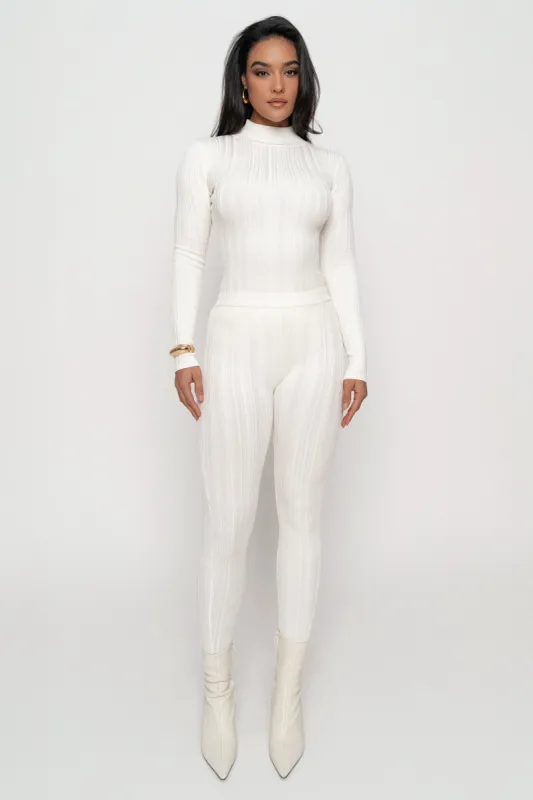 Ivory Ribbed High Waist Leggings sold by JLUXLABEL
