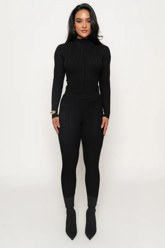 Black Ribbed High Waist Leggings sold by JLUXLABEL