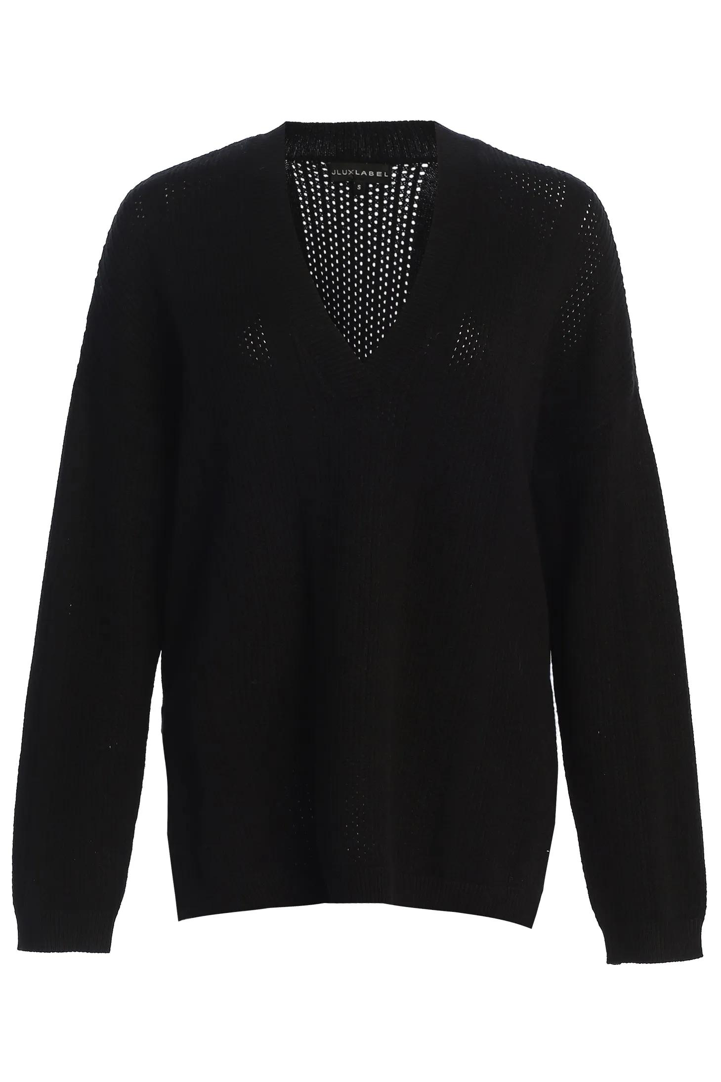 Black Estela Sweater Knit Top sold by JLUXLABEL product image thumbnail 2