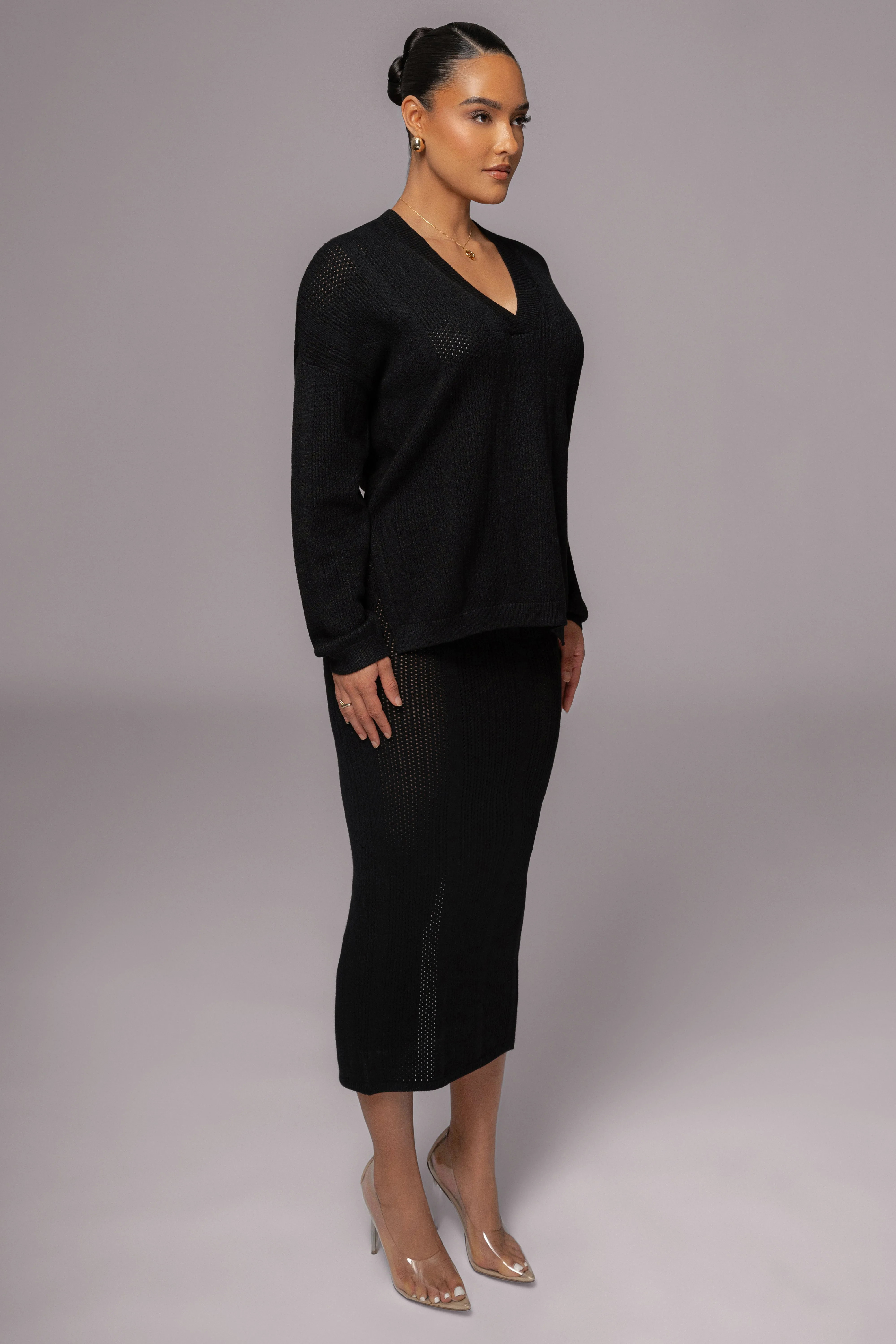 Black Estela Sweater Knit Top sold by JLUXLABEL product image thumbnail 5