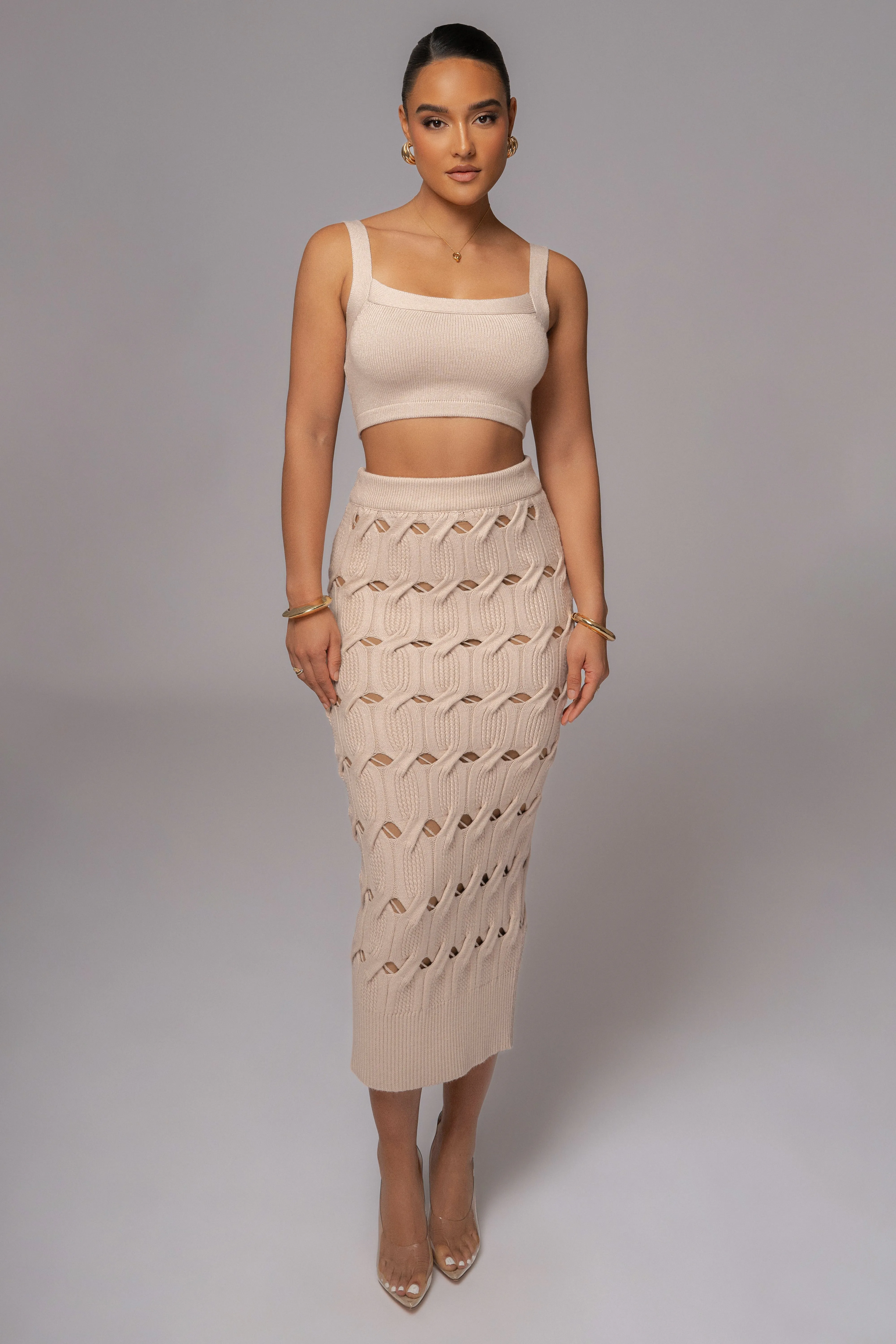 Beige Darlah Knit Crop Top sold by JLUXLABEL product image thumbnail 3