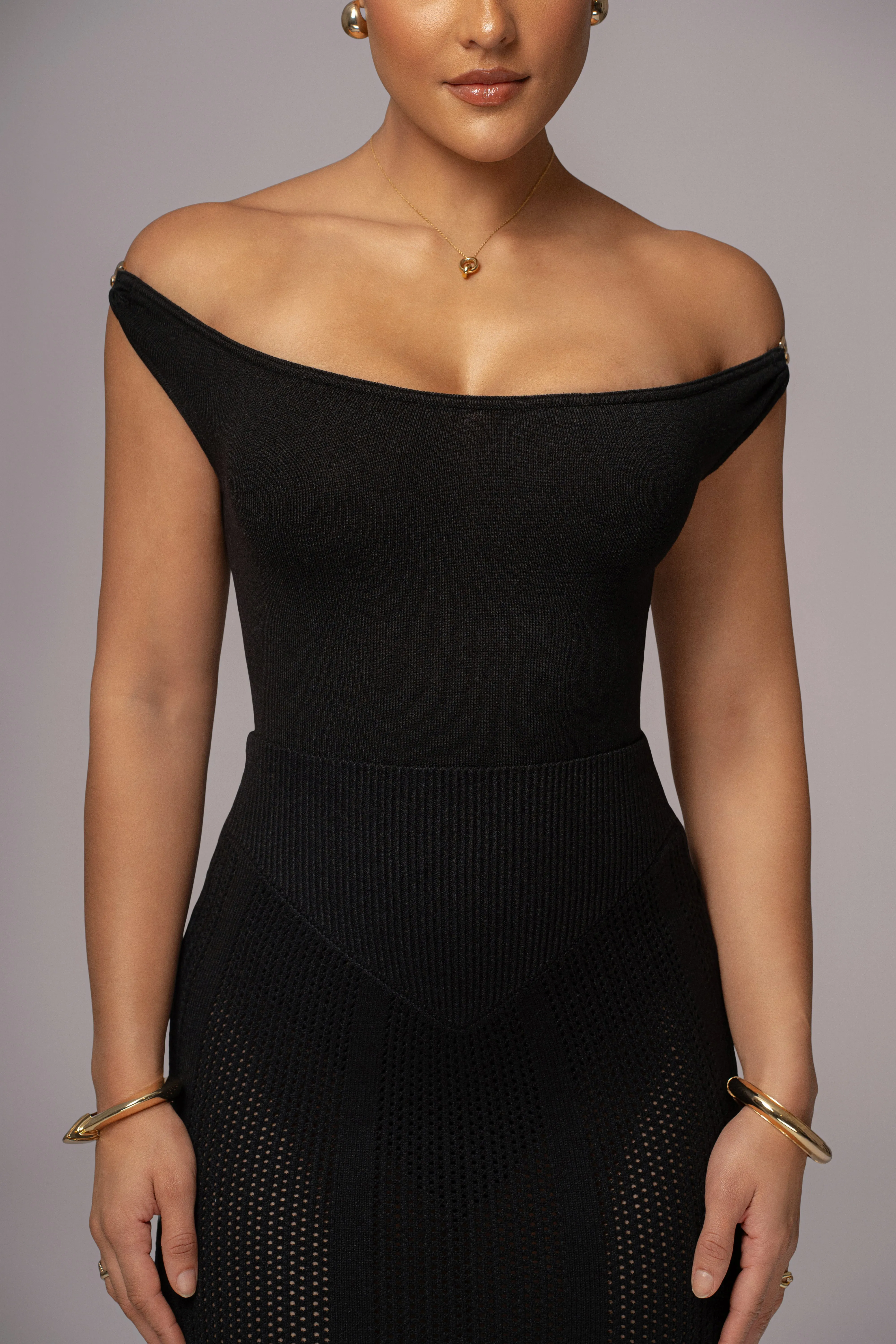 Black Off The Shoulder Bodysuit sold by JLUXLABEL product image thumbnail 4
