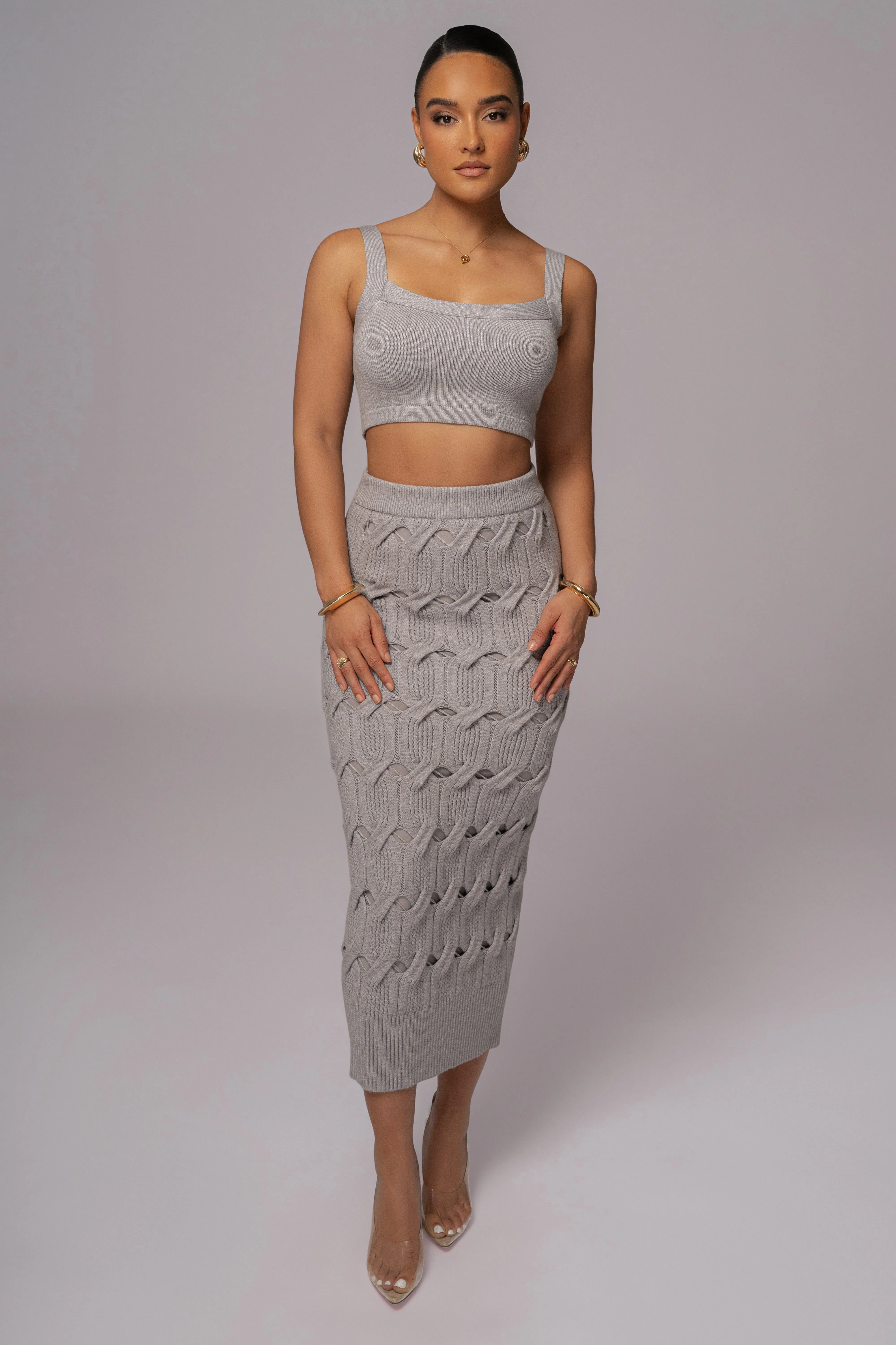 Heather Grey Darlah Knit Crop Top sold by JLUXLABEL product image thumbnail 4