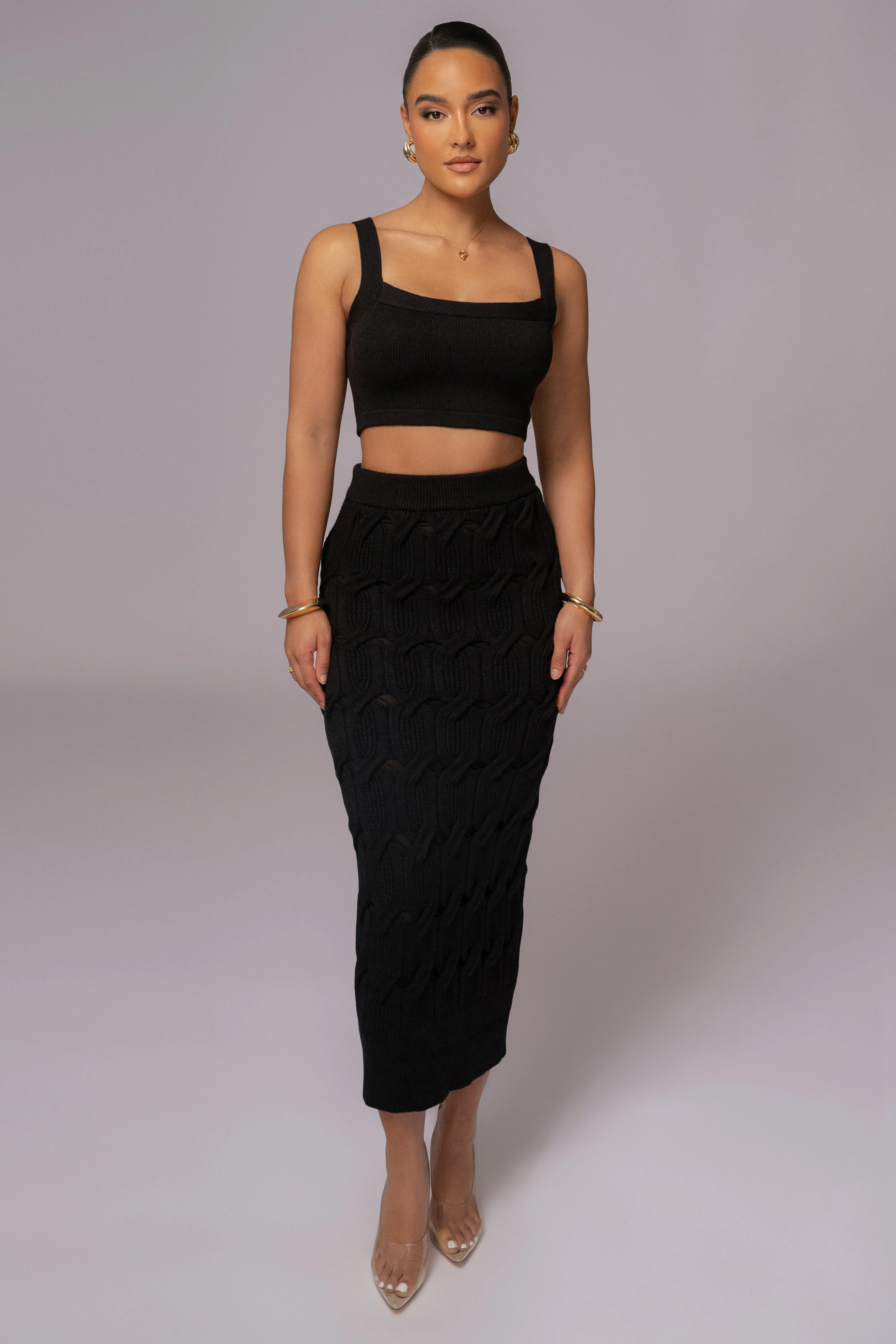 Black Darlah Knit Crop Top sold by JLUXLABEL product image thumbnail 3