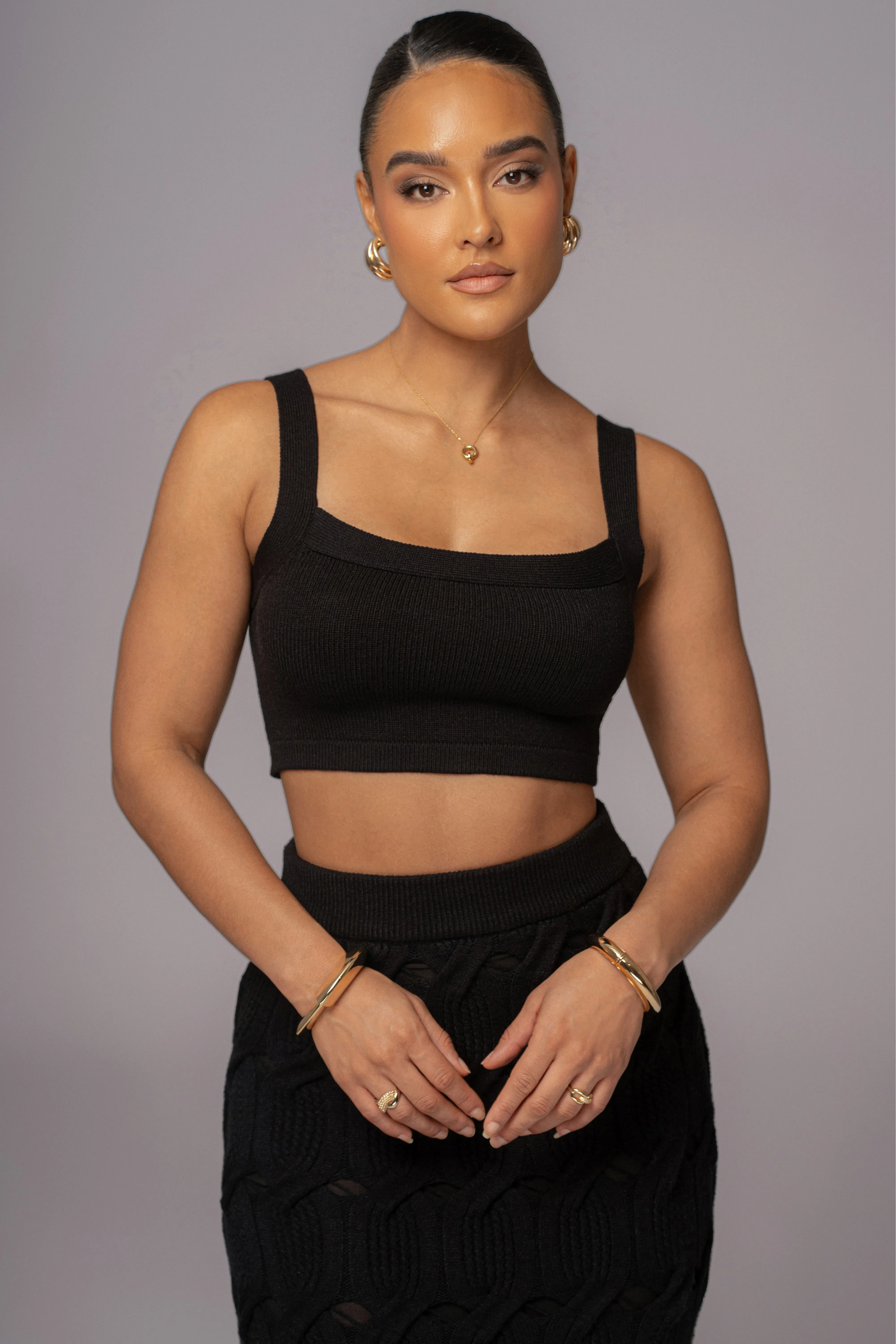Black Darlah Knit Crop Top sold by JLUXLABEL