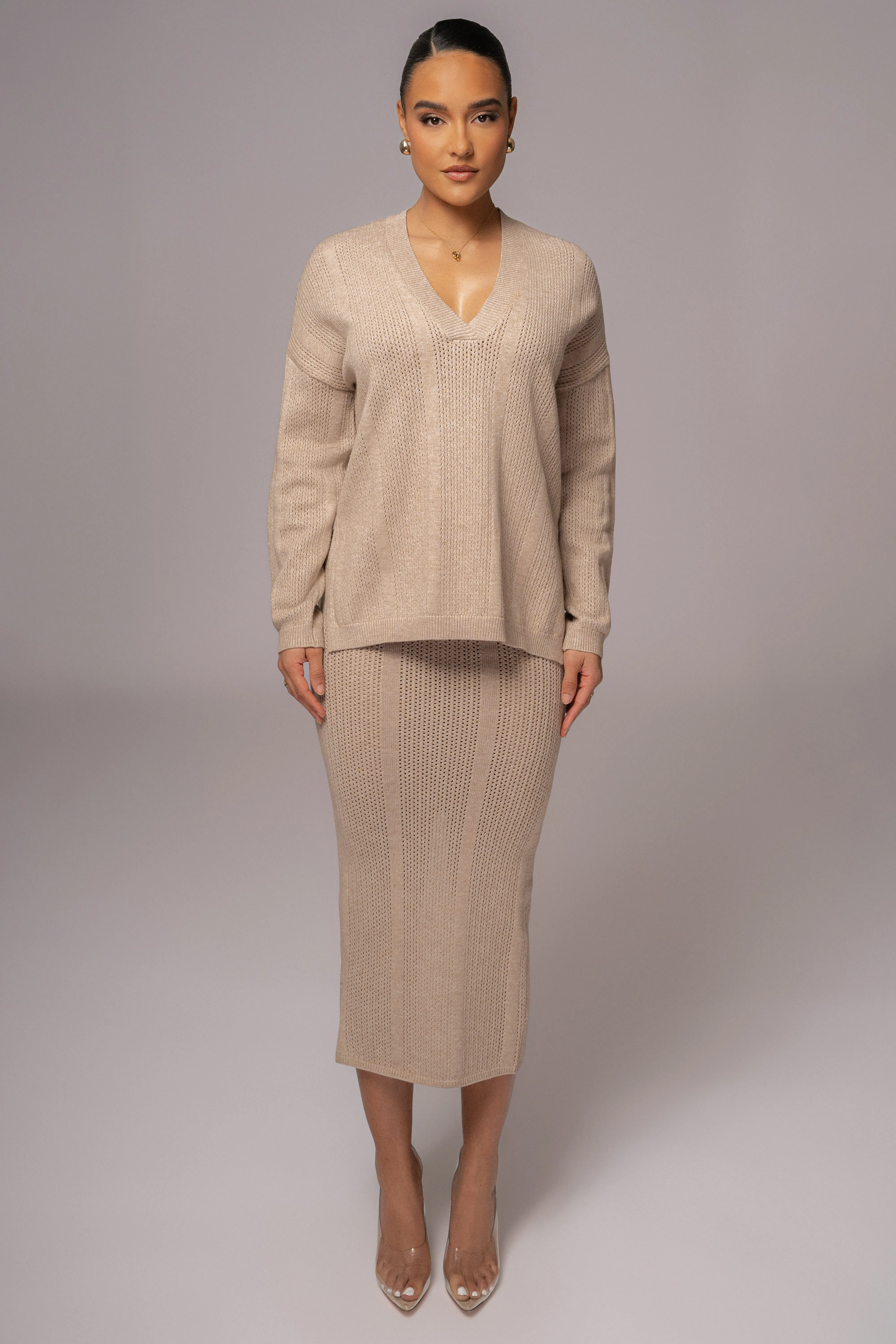 Taupe Estela Sweater Knit Top sold by JLUXLABEL product image thumbnail 4