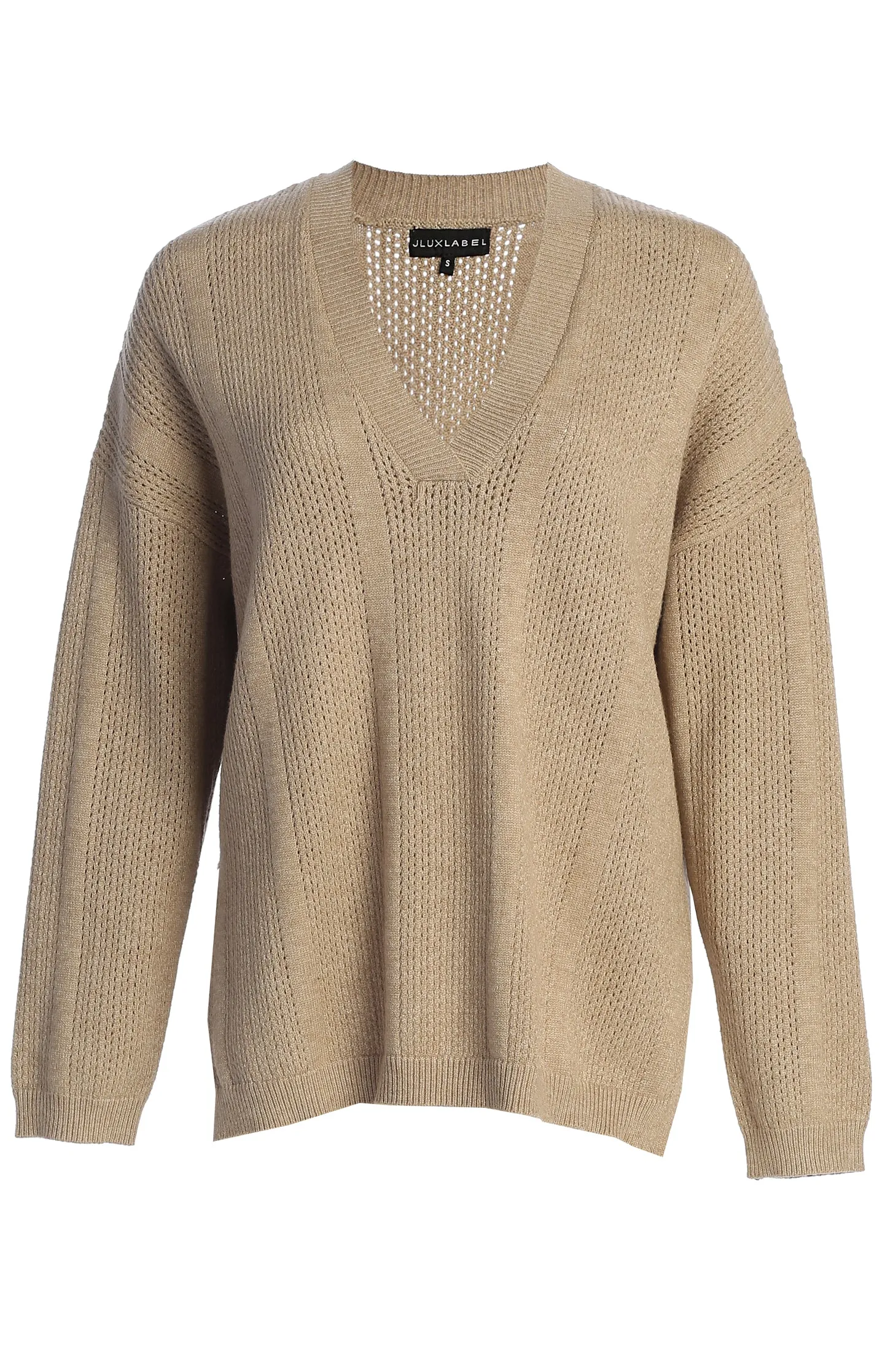 Taupe Estela Sweater Knit Top sold by JLUXLABEL product image thumbnail 2