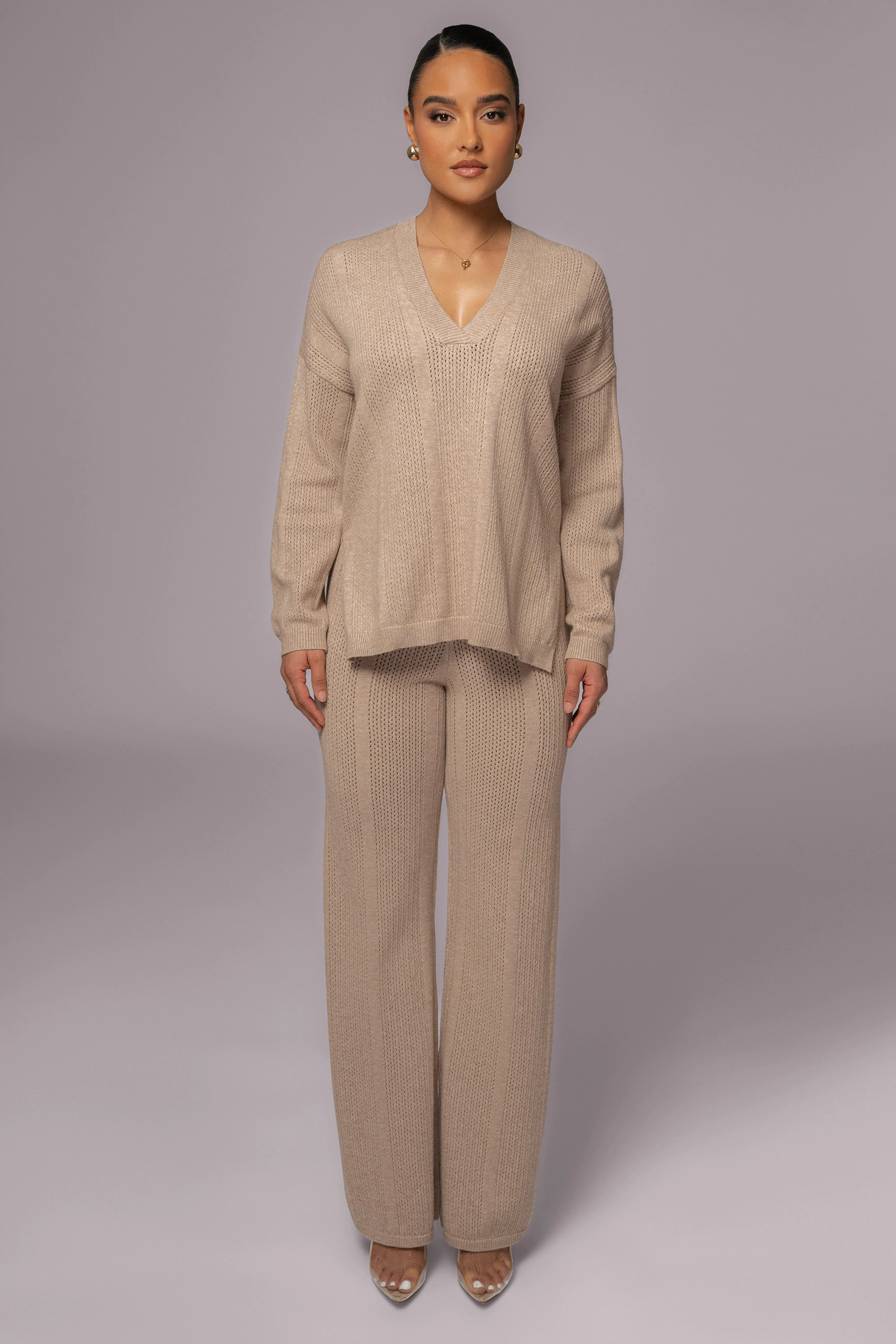 Taupe Estela Sweater Knit Top sold by JLUXLABEL product image thumbnail 3