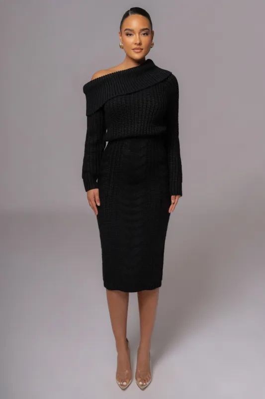 Black Monette Cable Knit Dress sold by JLUXLABEL