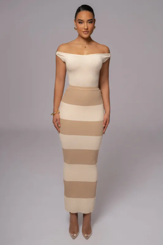 Ivory/Beige Jaide Maxi Knit Skirt sold by JLUXLABEL