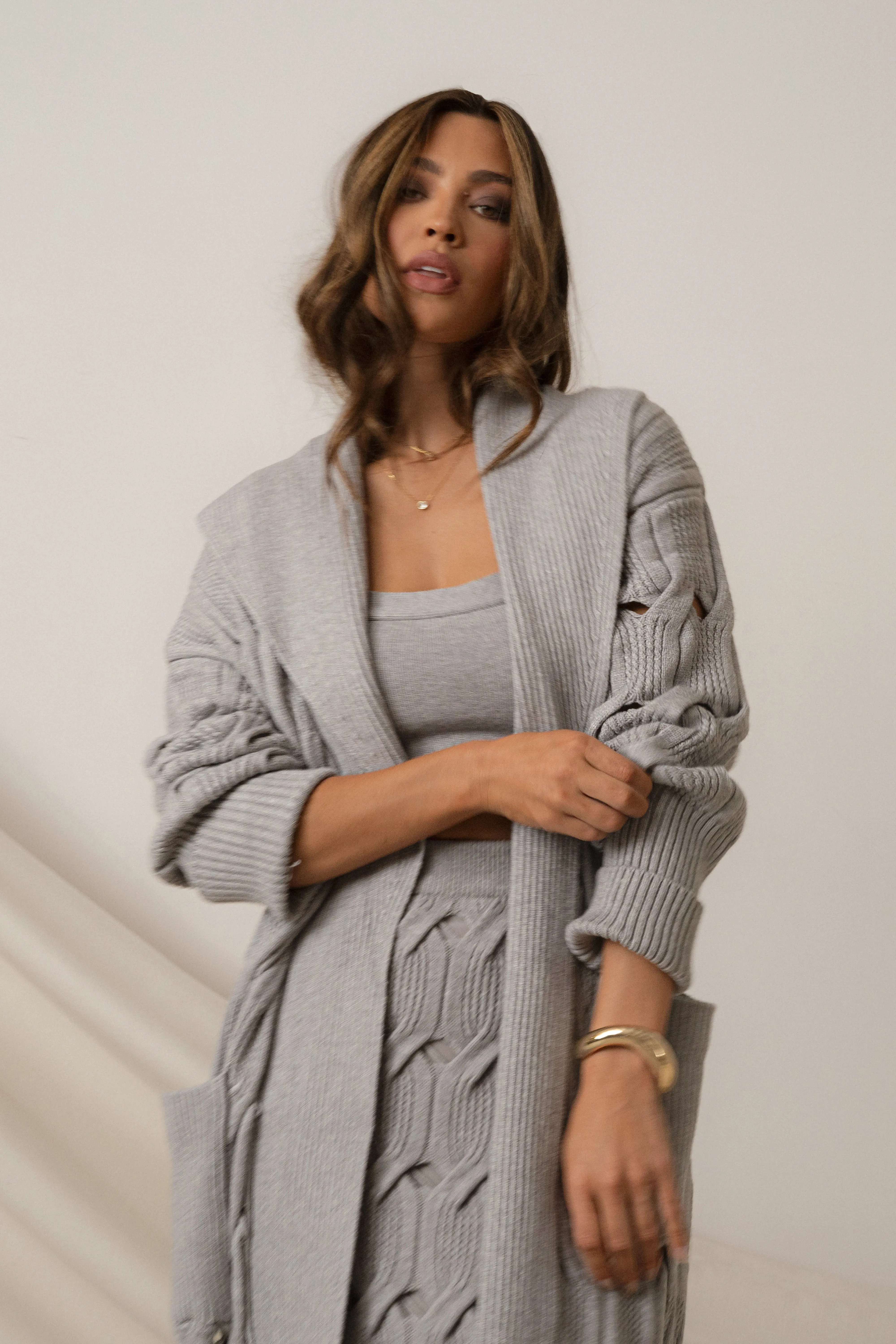 Heather Grey Brixton Knit Cardigan sold by JLUXLABEL product image thumbnail 2