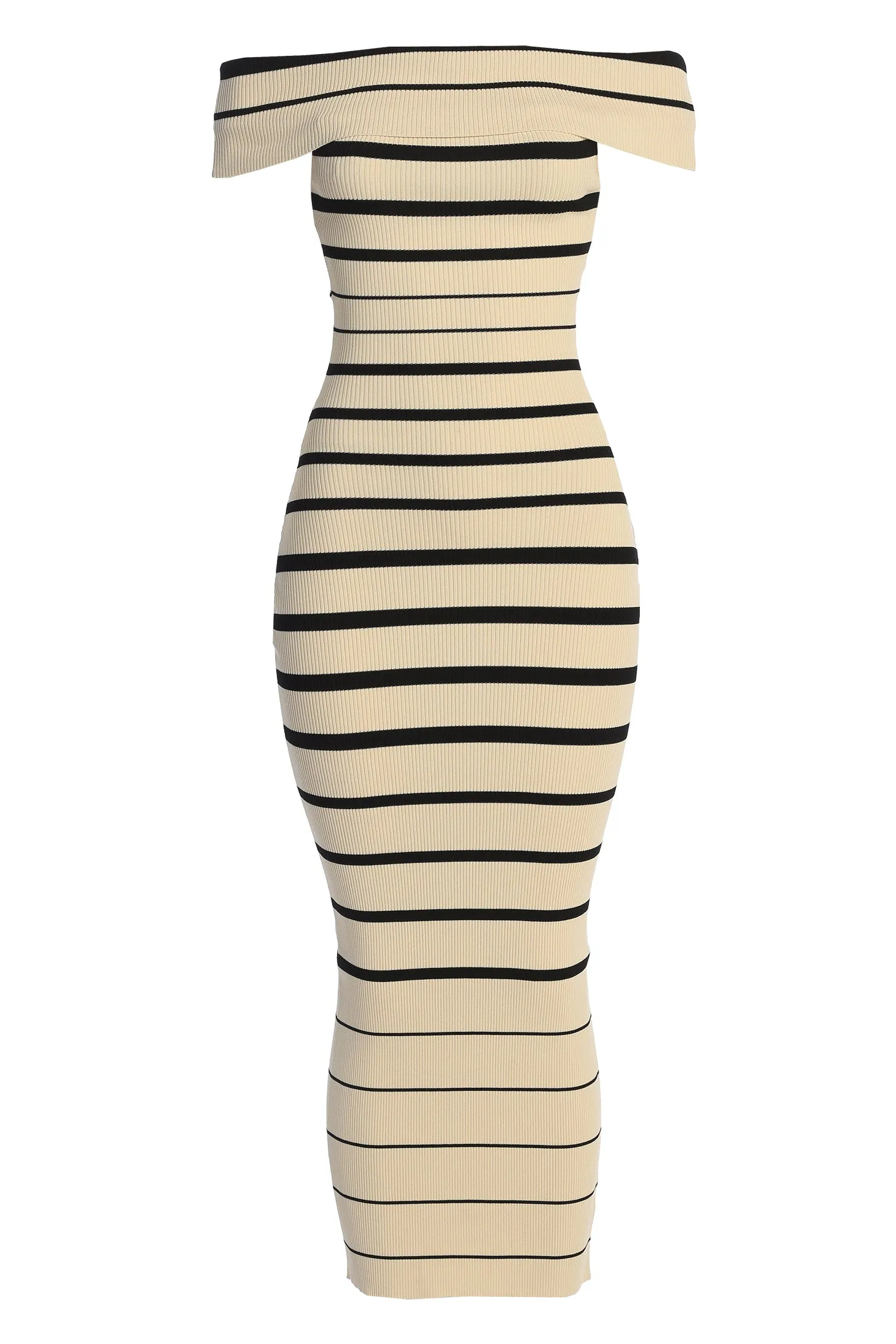 Ivory Off The Shoulder Striped Dress sold by JLUXLABEL product image thumbnail 2