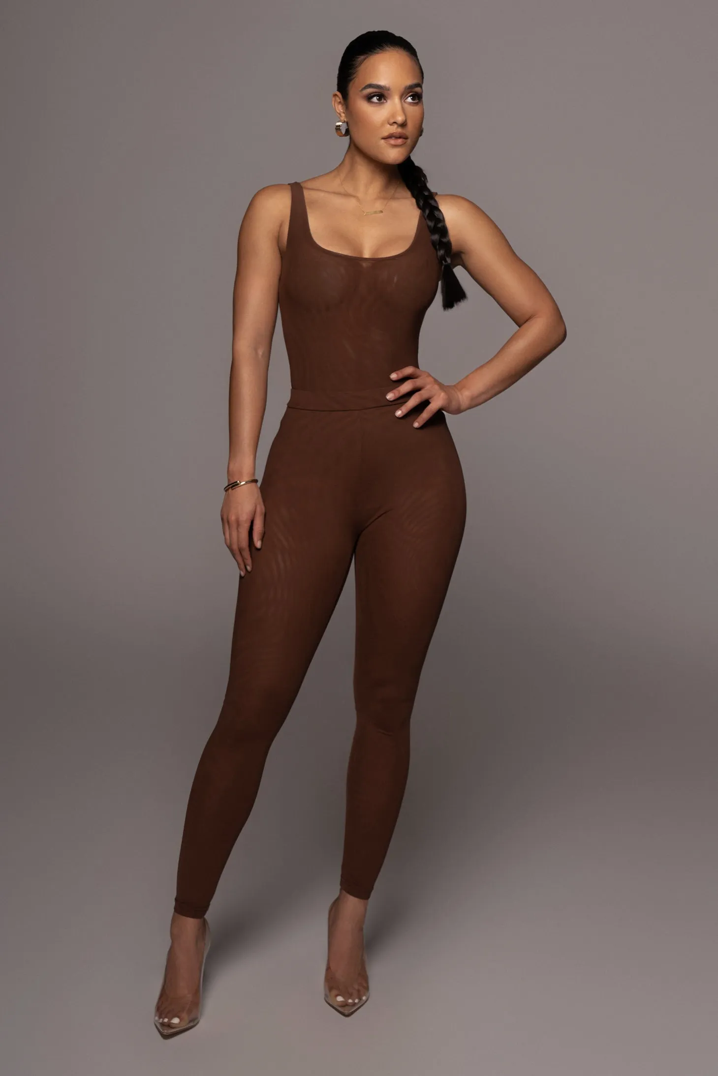 Chocolate Mesh Essentials Tank Bodysuit Undergarment sold by JLUXLABEL product image thumbnail 4