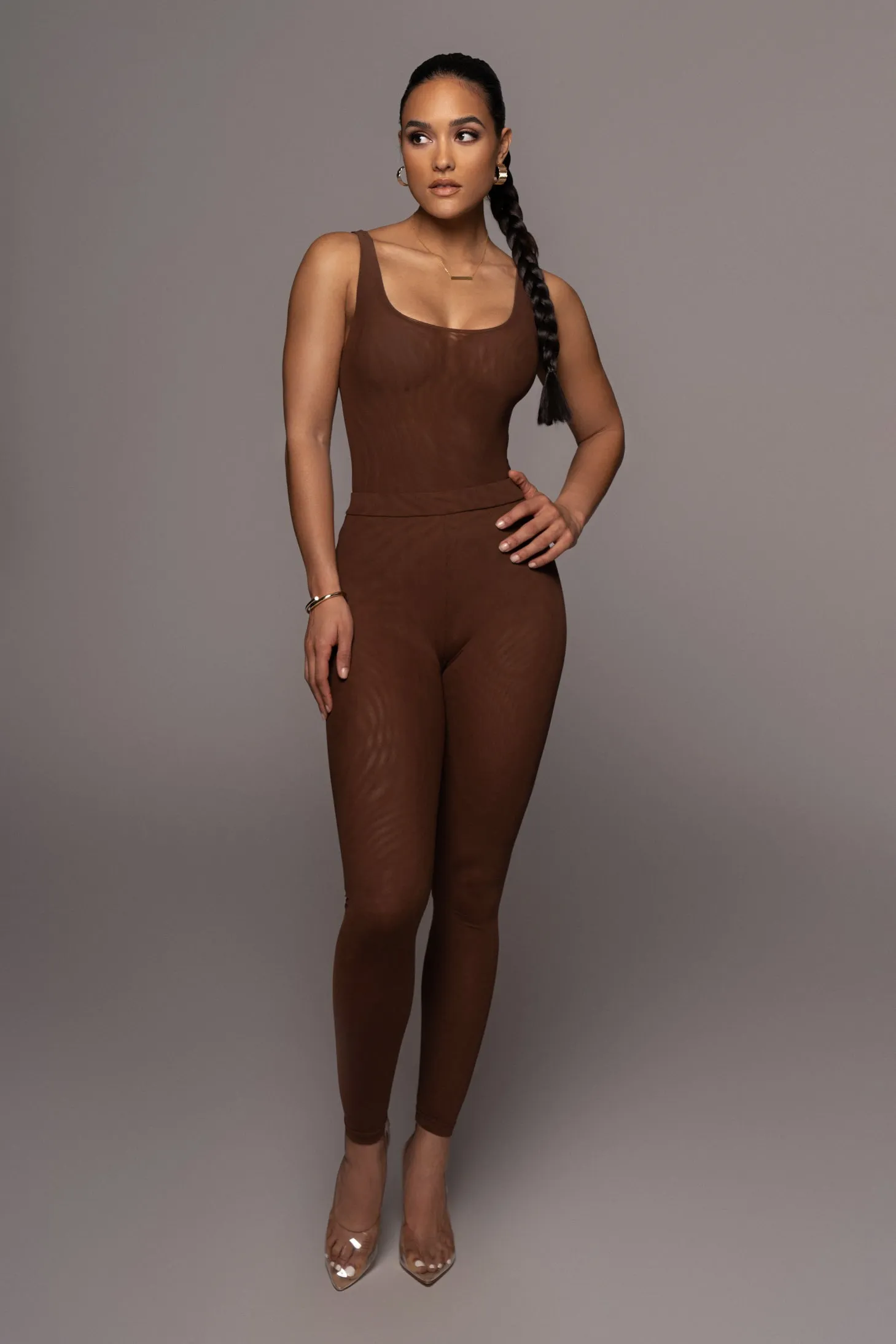 Chocolate Mesh Essentials Tank Bodysuit Undergarment sold by JLUXLABEL product image thumbnail 2