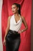 White Embellished Halter Top sold by JLUXLABEL