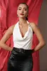 White Embellished Halter Top sold by JLUXLABEL