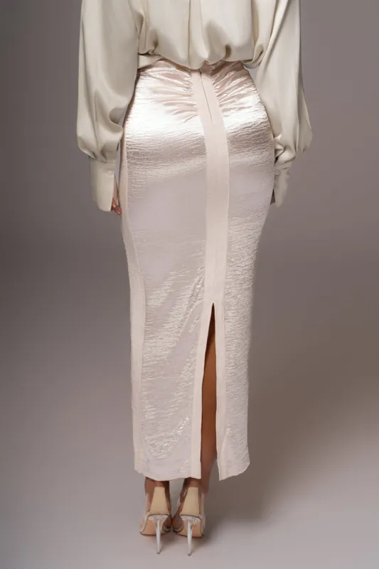 Champagne Nora Satin Maxi Skirt made by JLUXLABEL