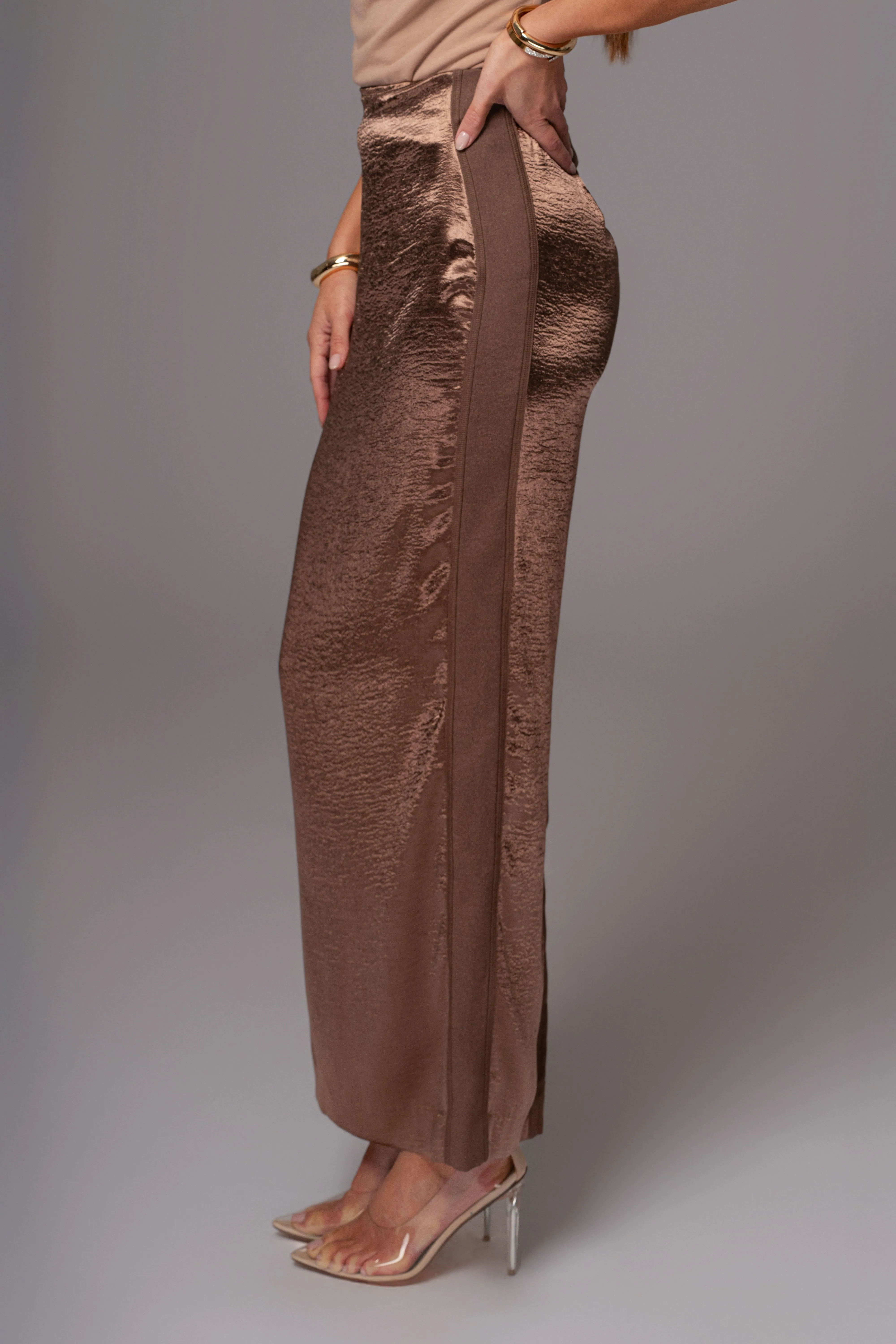 Chocolate Nora Satin Maxi Skirt sold by JLUXLABEL product image thumbnail 5
