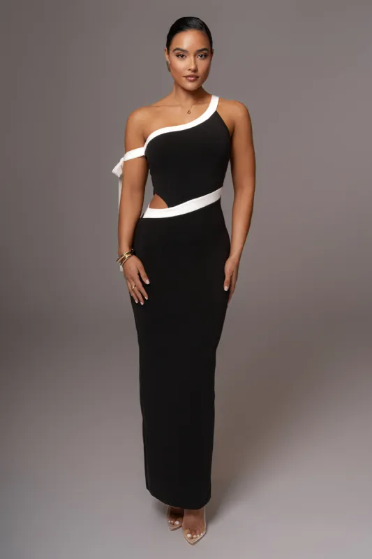 Black Jorden Contrast Maxi Dress sold by JLUXLABEL
